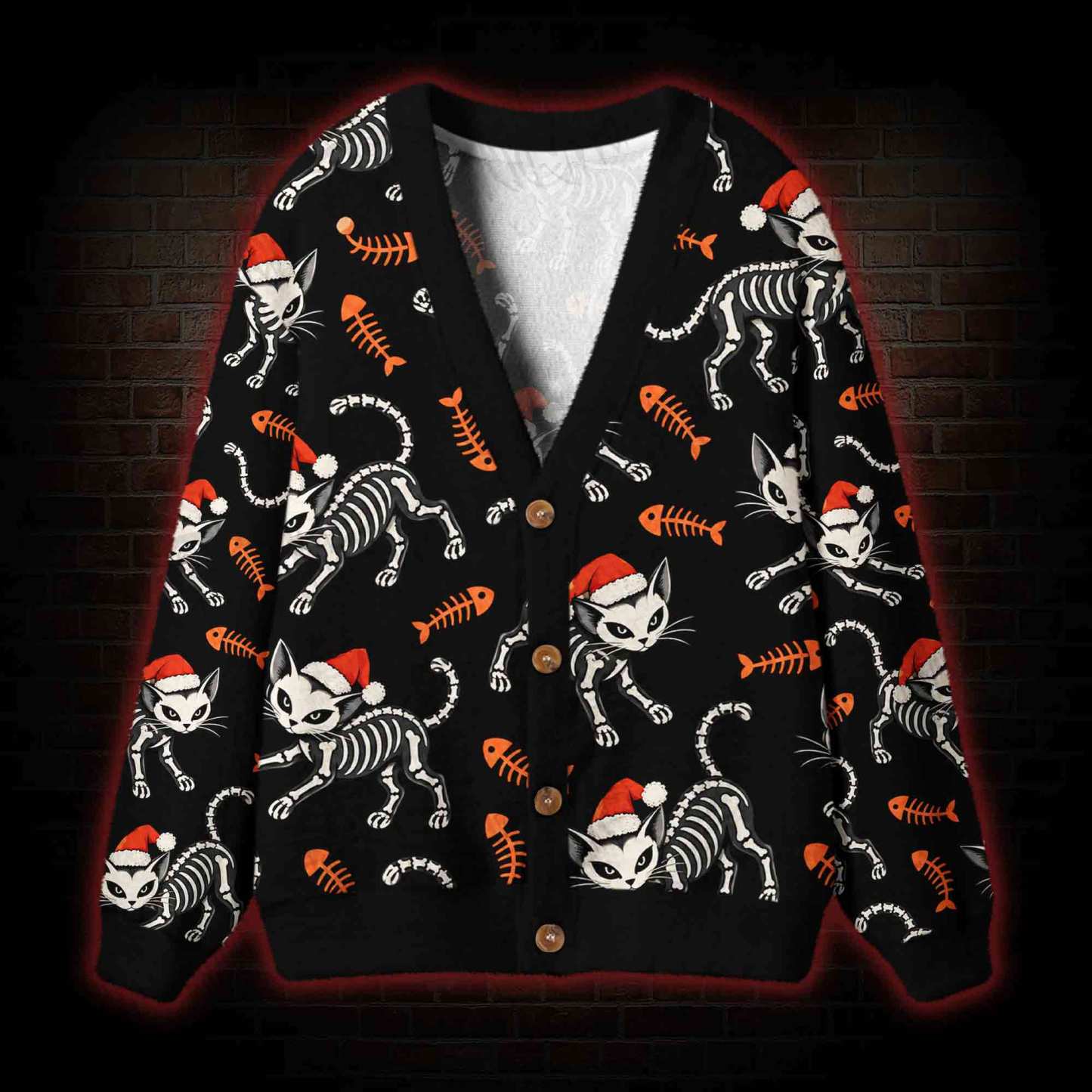 Skeleton Cat Cardigan Sweater