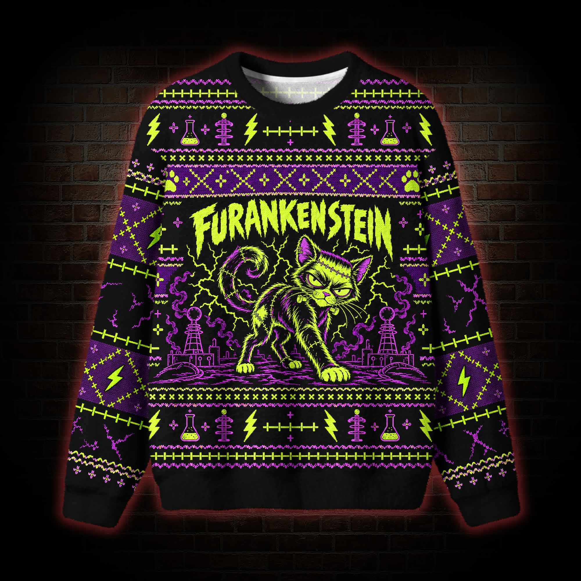 Furankenstein Creepy Cat Ugly Sweatshirts