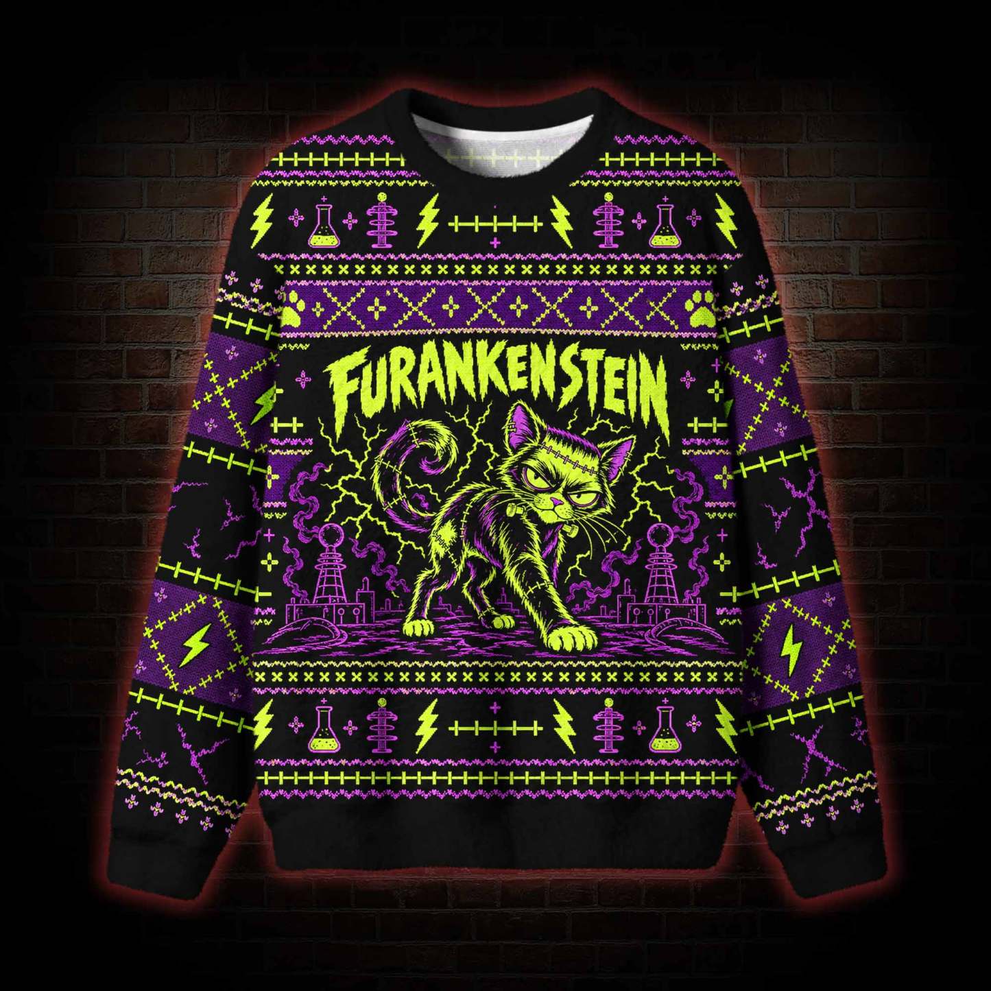 Furankenstein Creepy Cat Ugly Sweatshirts