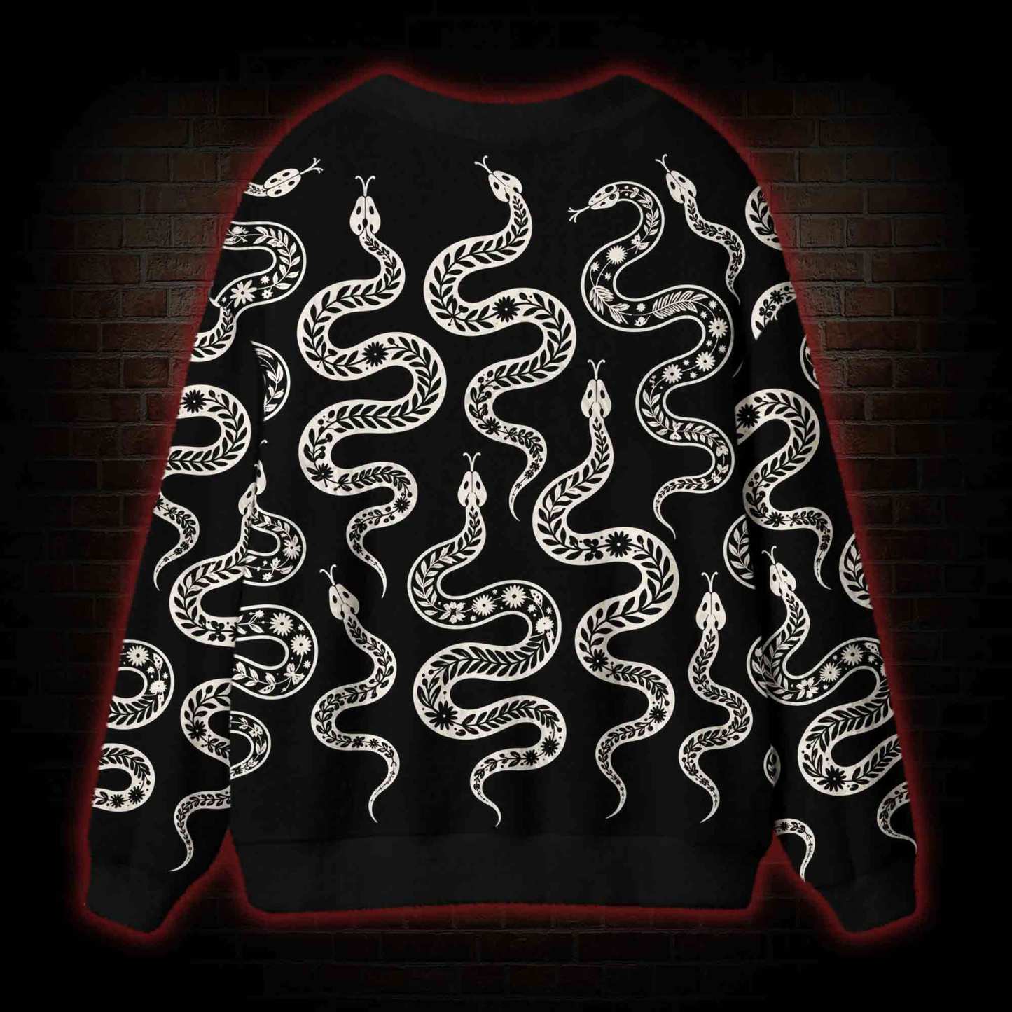 Dark Botanical Snake Cardigan Sweater