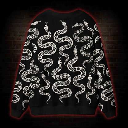 Dark Botanical Snake Cardigan Sweater