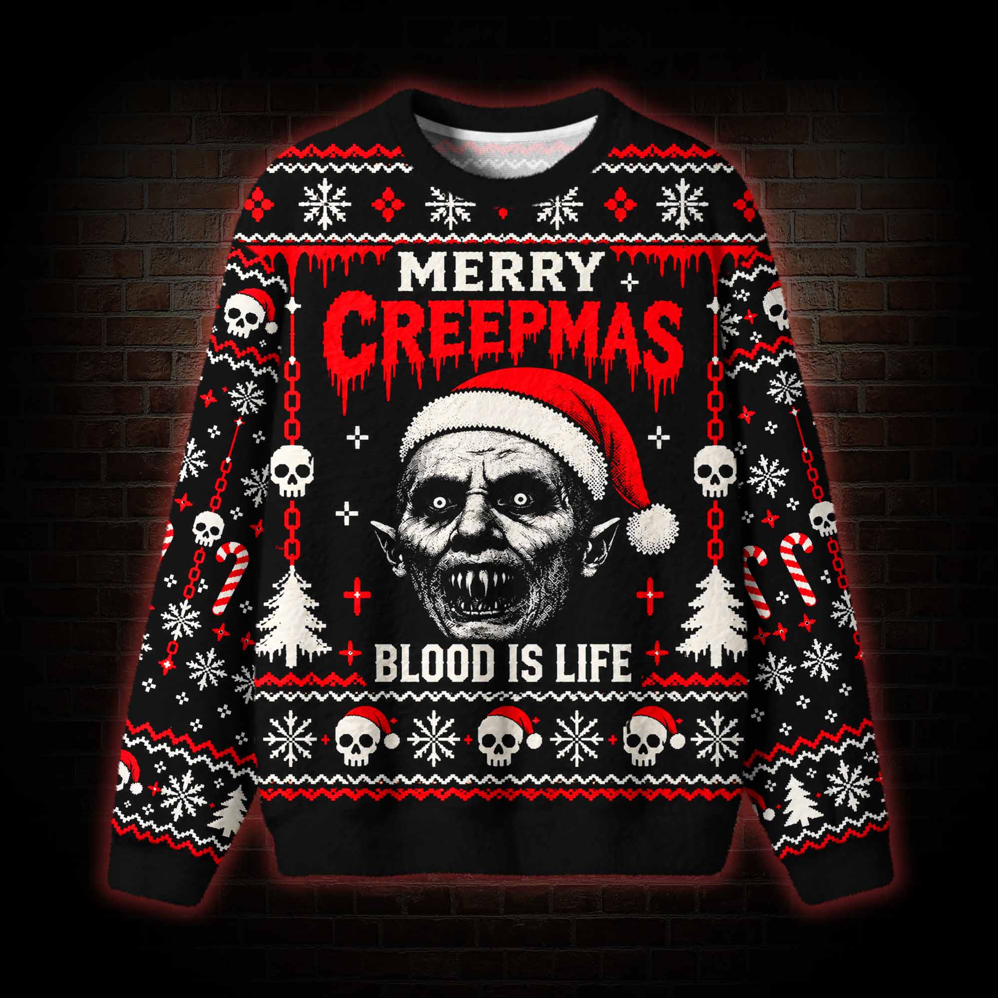 Merry Creepmas Blood is Life  Ugly Sweatshirts