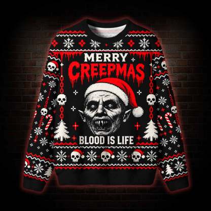 Merry Creepmas Blood is Life  Ugly Sweatshirts