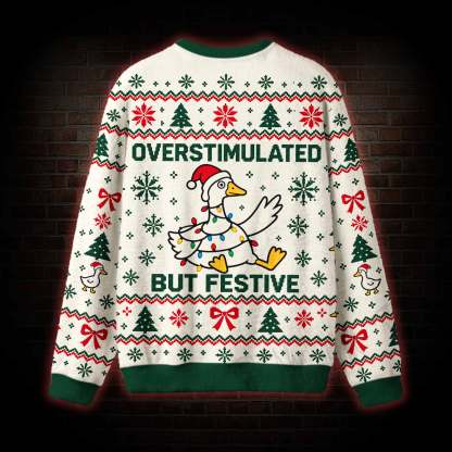 Overstimulated but Festive Ugly Sweatshirts