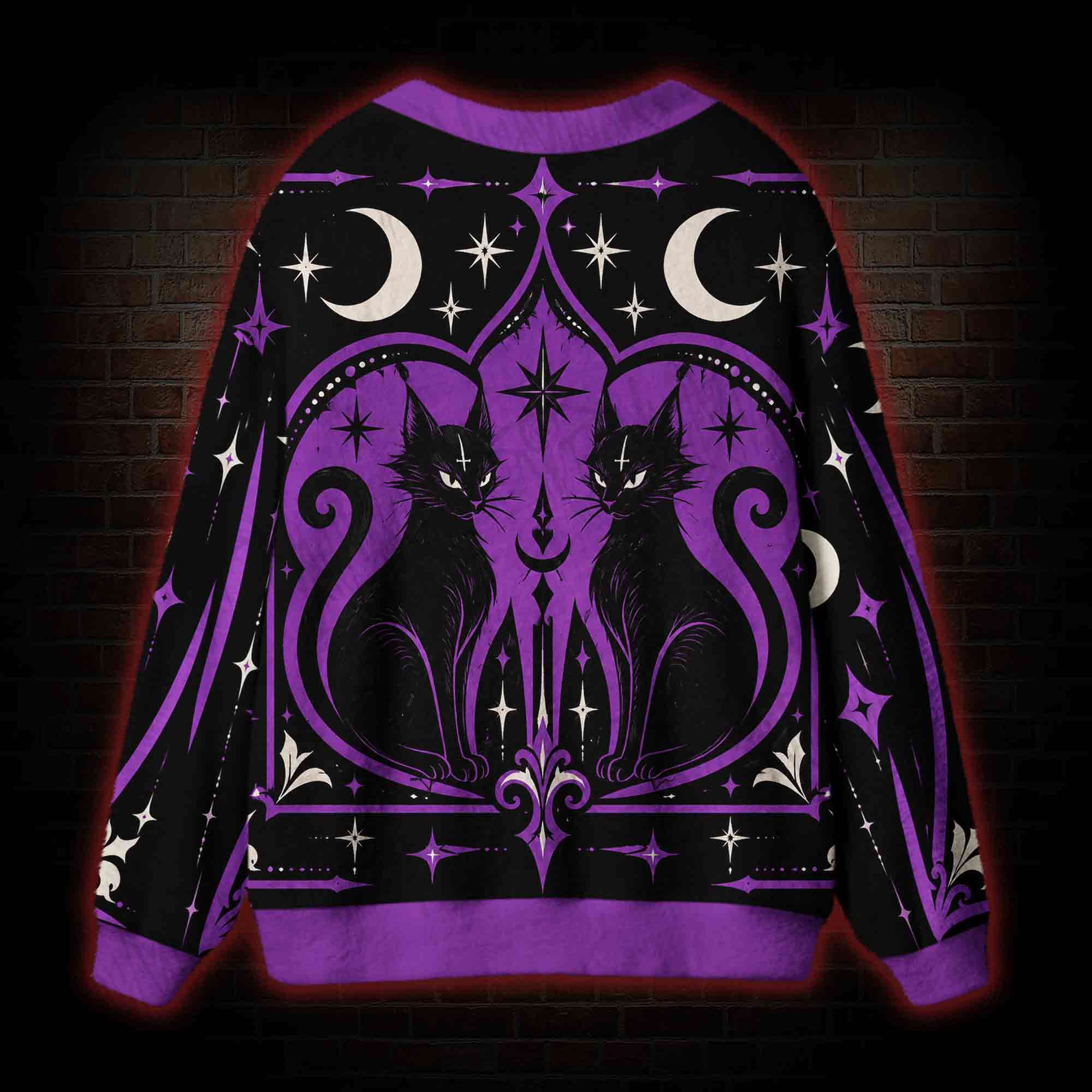 Vintage Gothic Black Cat Cardigan Sweater