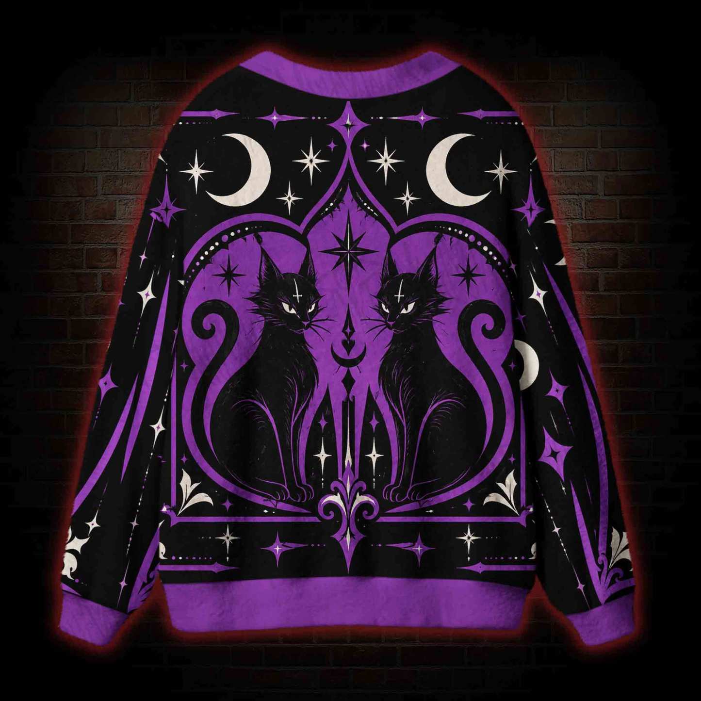 Vintage Gothic Black Cat Cardigan Sweater