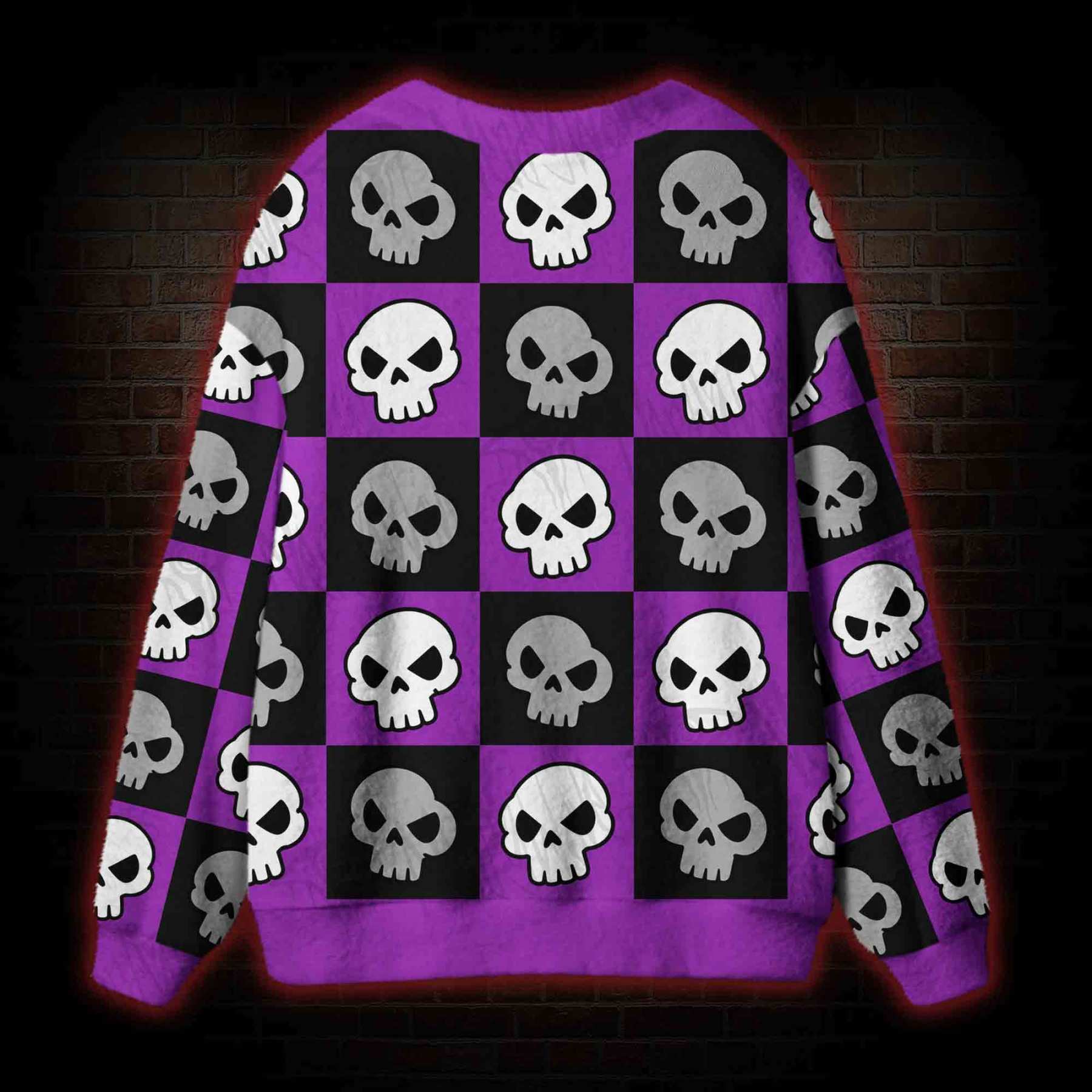 Checkerboard Skull Punk Cardigan Sweater