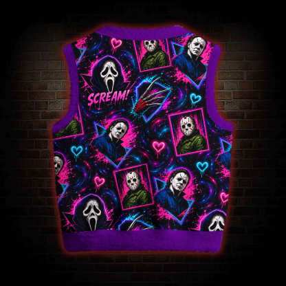 Neon Horror Collage Ugly Sweater Vest