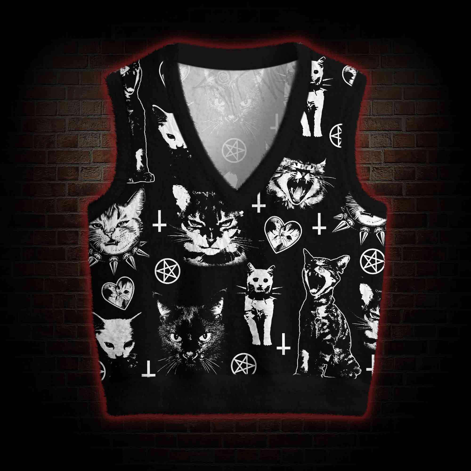 Cats Ugly Sweater Vest