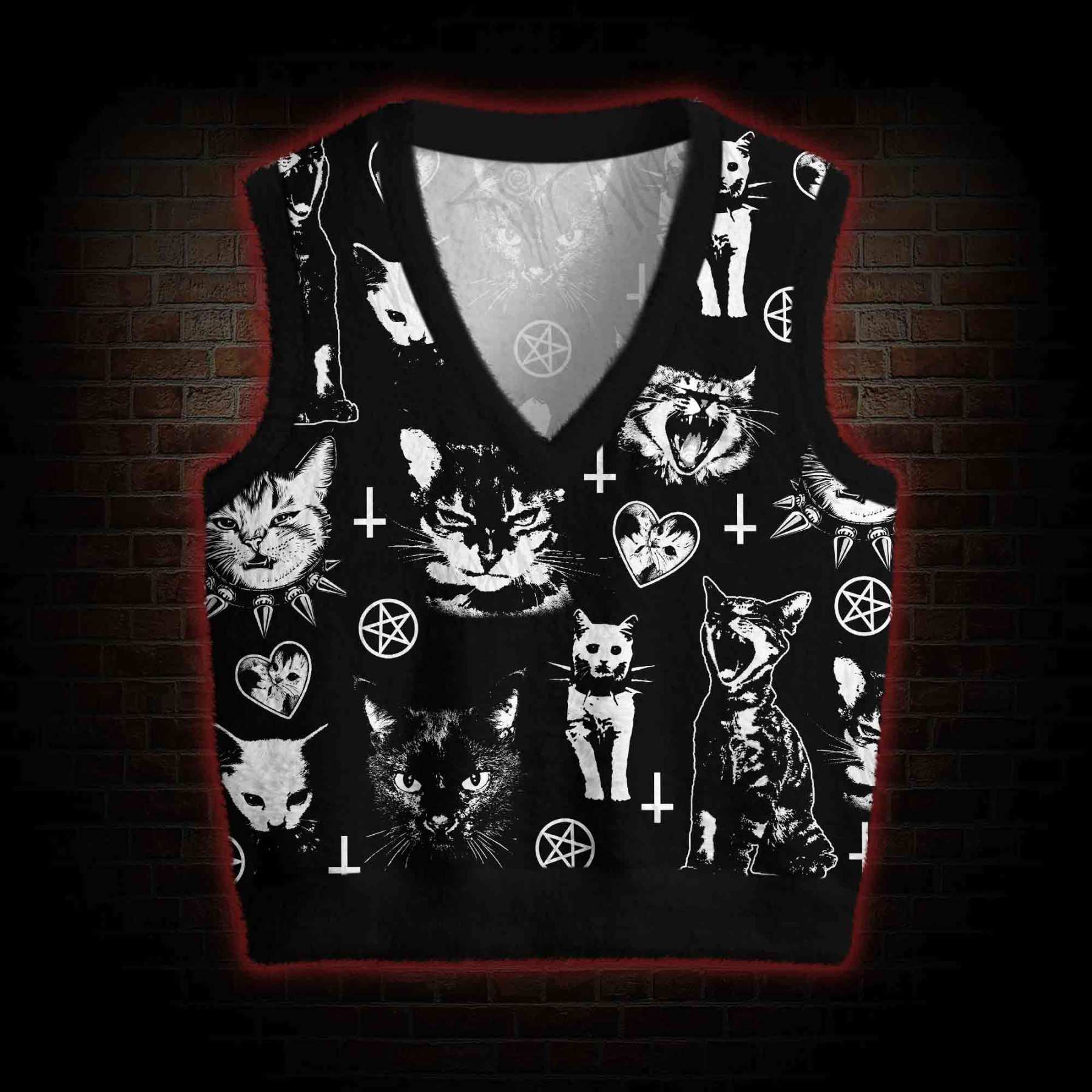 Cats Ugly Sweater Vest