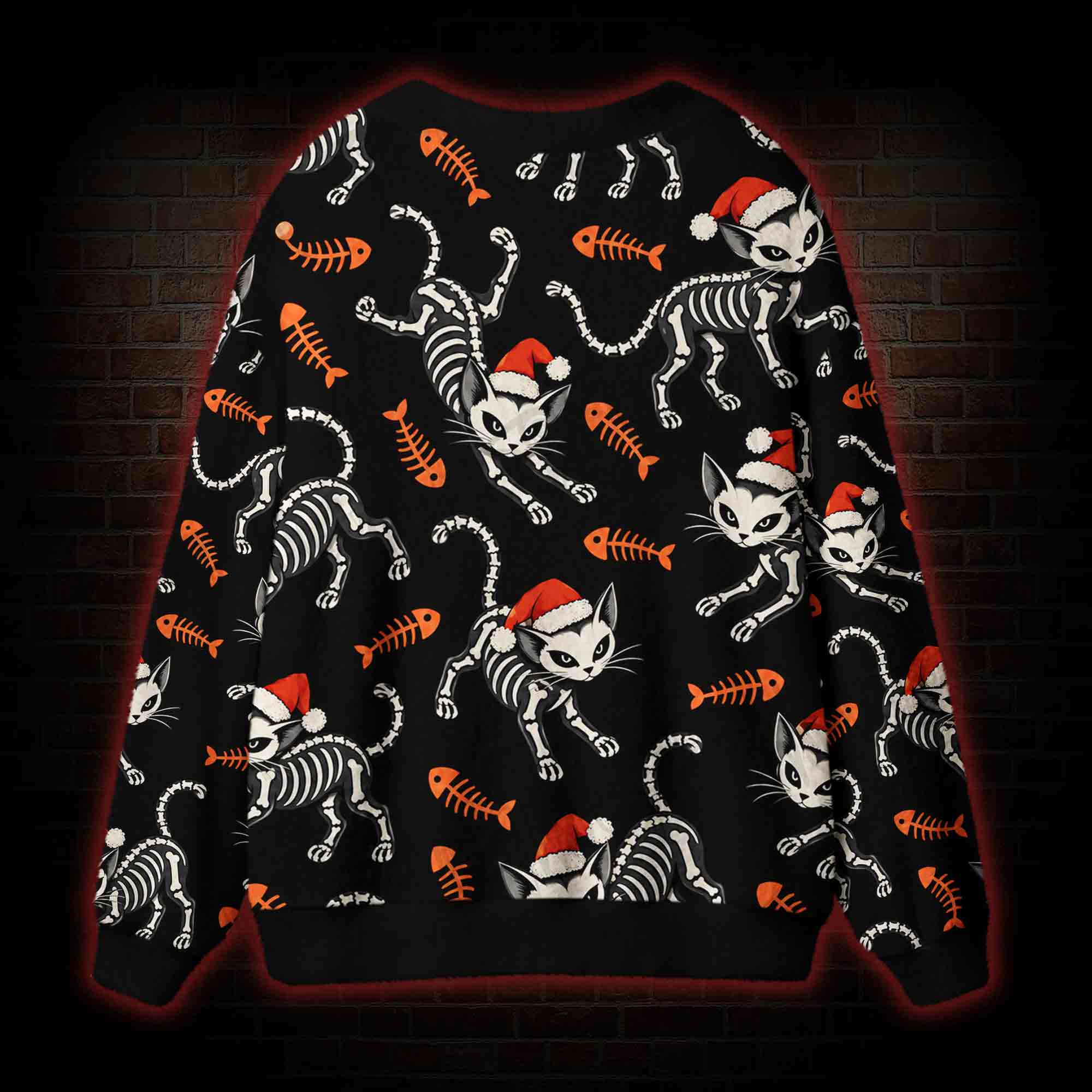 Skeleton Cat Cardigan Sweater
