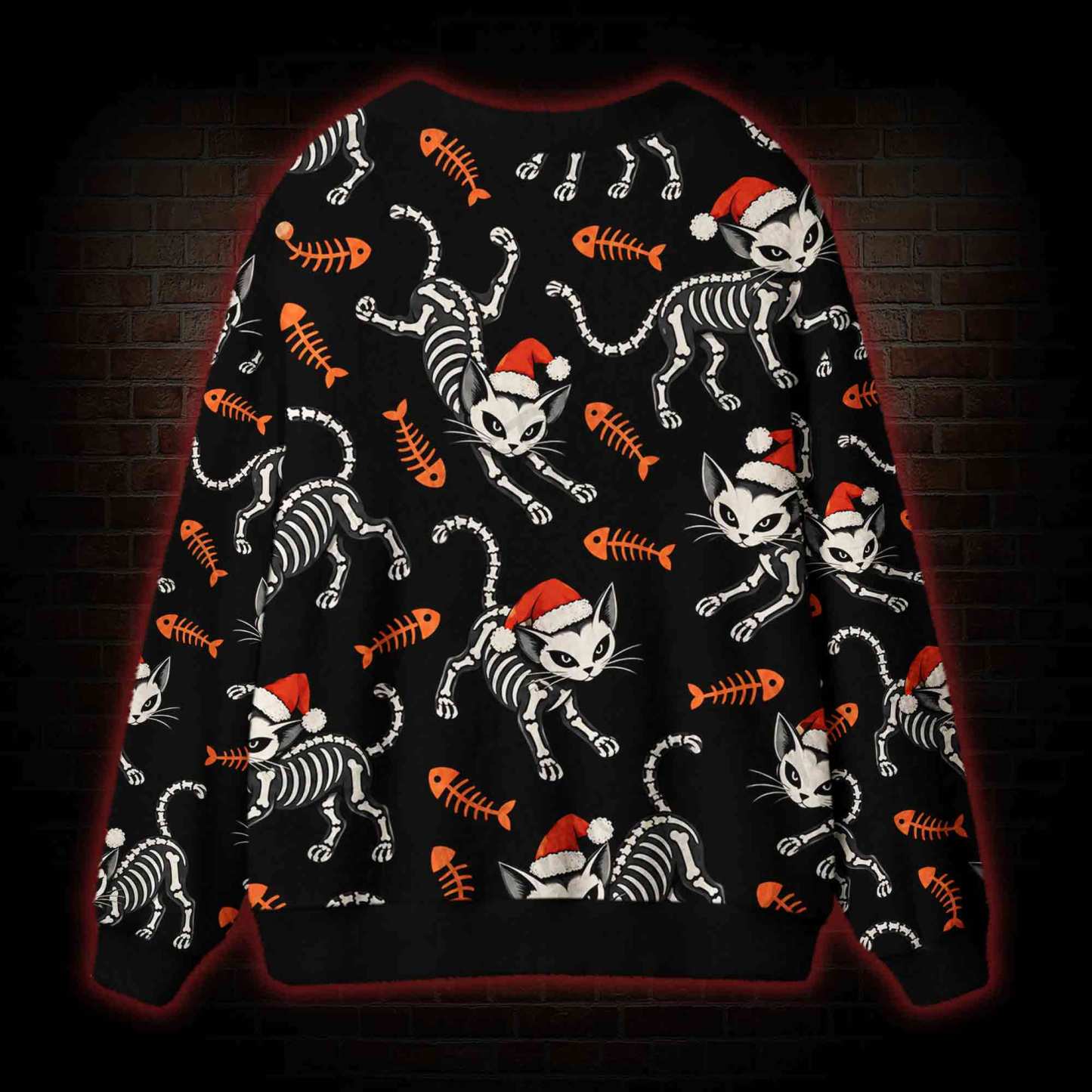 Skeleton Cat Cardigan Sweater