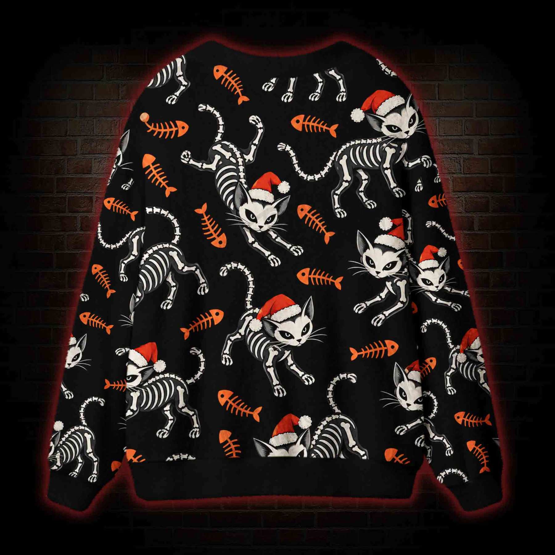 Skeleton Cat Cardigan Sweater