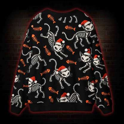 Skeleton Cat Cardigan Sweater