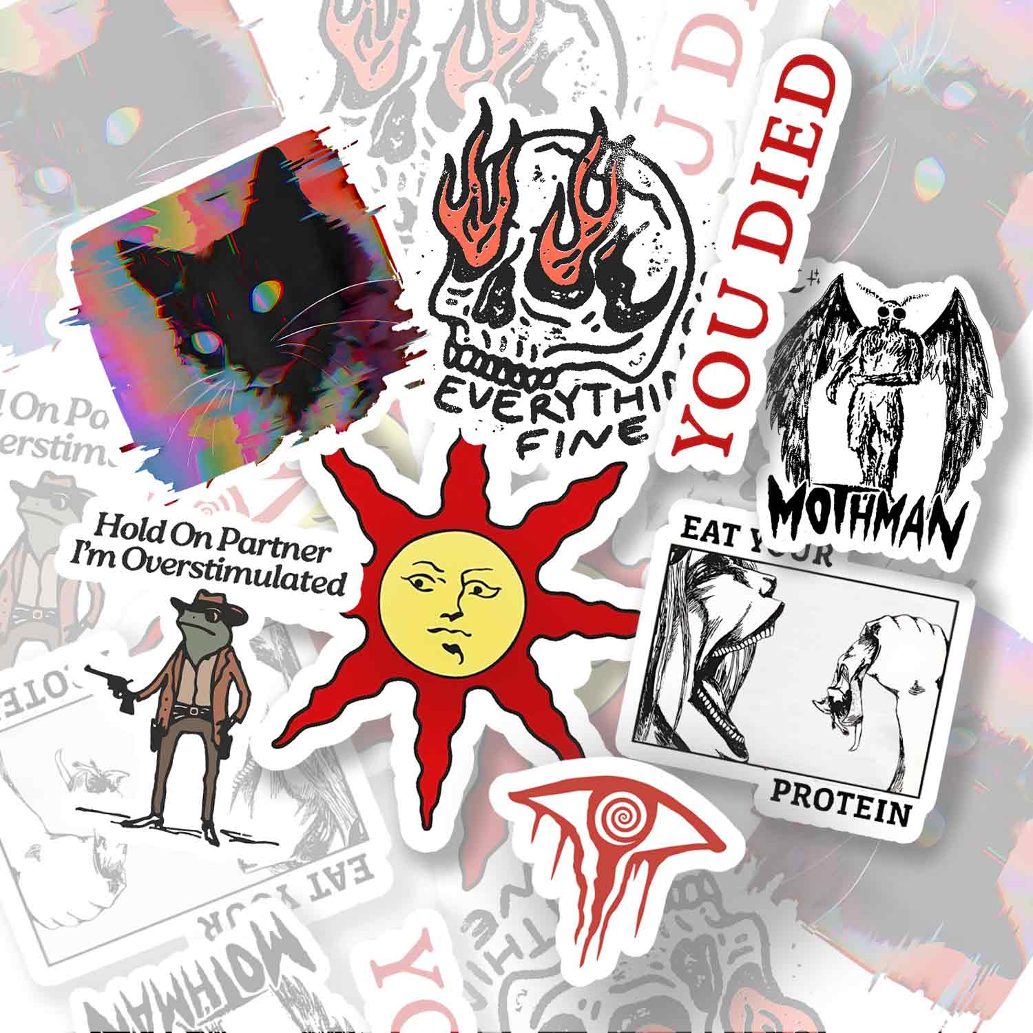 Dark & Glitched Sticker (A5 whole page)