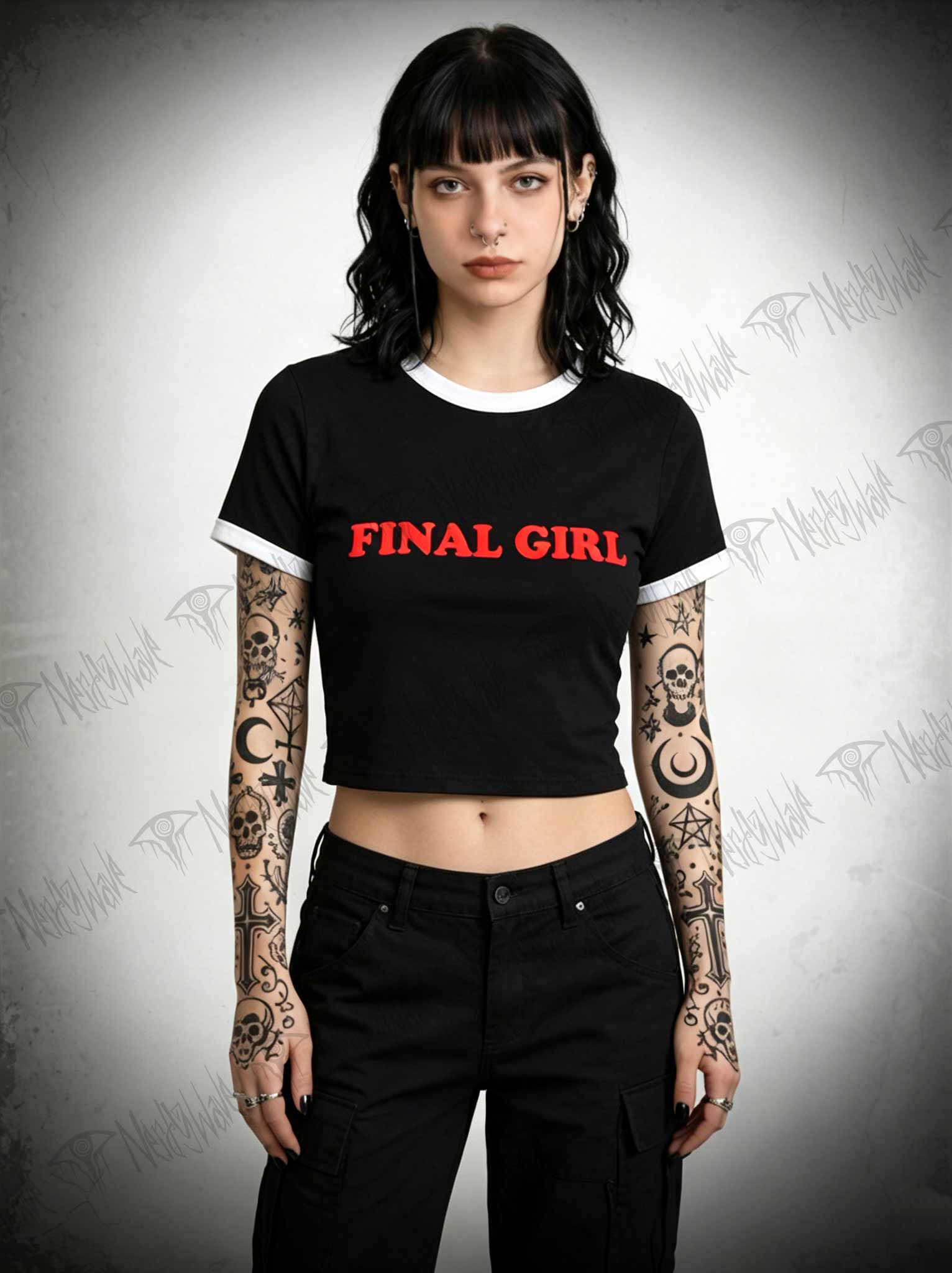Horror Final Girl Slim Crop T-Shirts