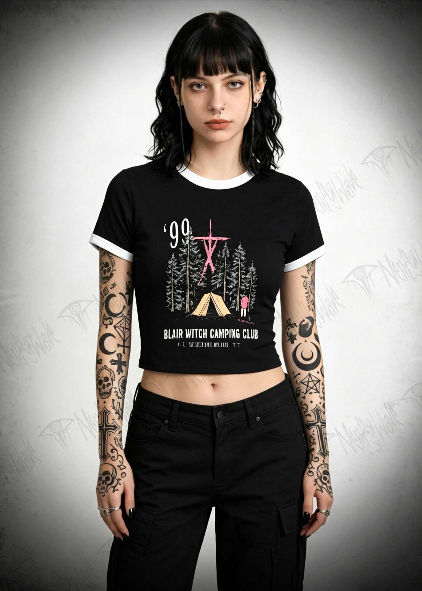 Witch Camping Slim Crop T-Shirts