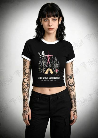 Witch Camping Slim Crop T-Shirts