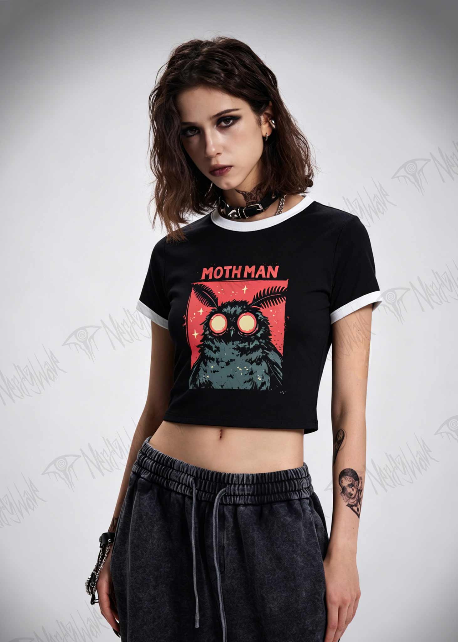 Cryptid Mothman Slim Crop T-Shirts