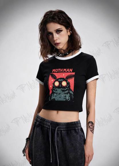 Cryptid Mothman Slim Crop T-Shirts