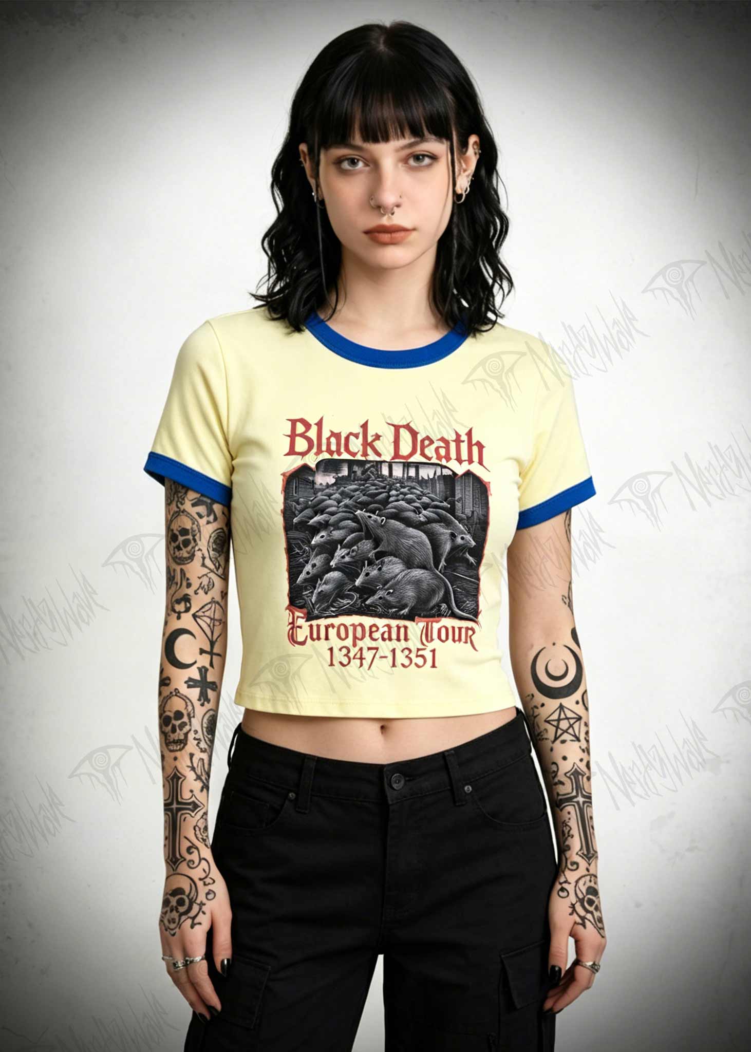 Vintage Black Death European Tour Slim Crop T-Shirts