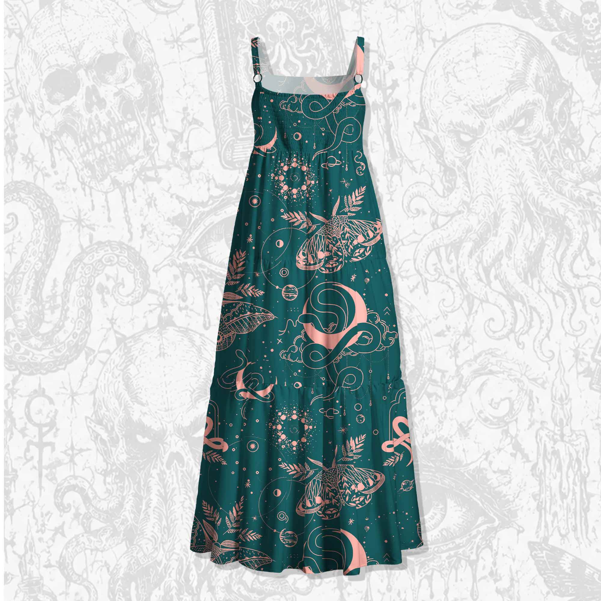Celestial Serpent Wide Straps Maxi Dress
