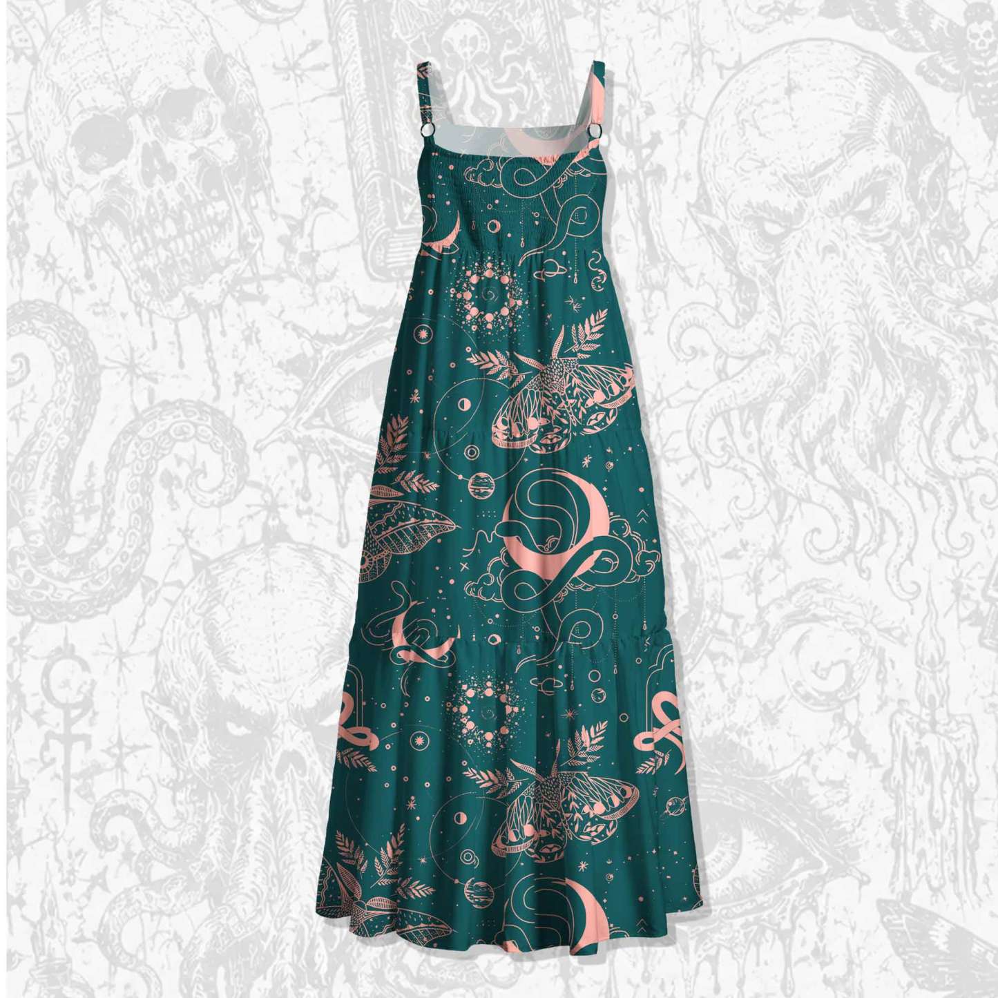 Celestial Serpent Wide Straps Maxi Dress