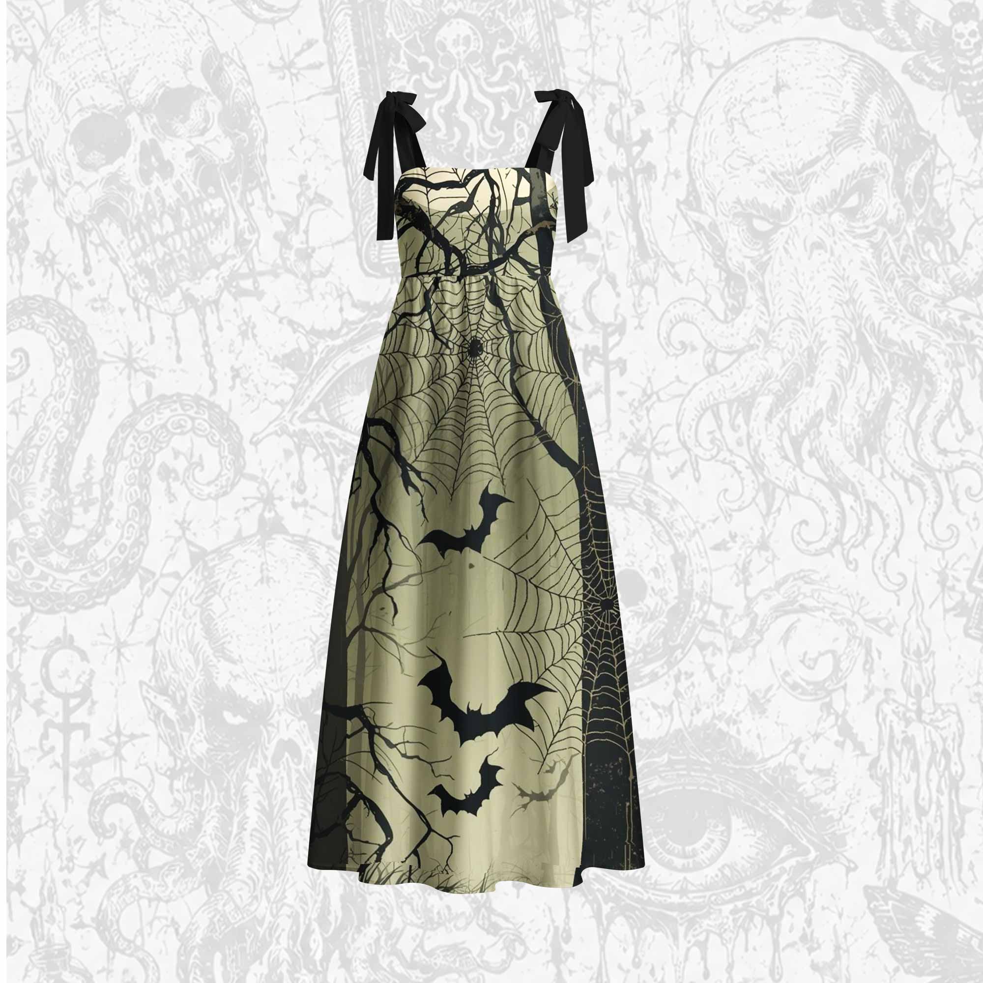 Spooky Forest Tie Shoulder Maxi Dress