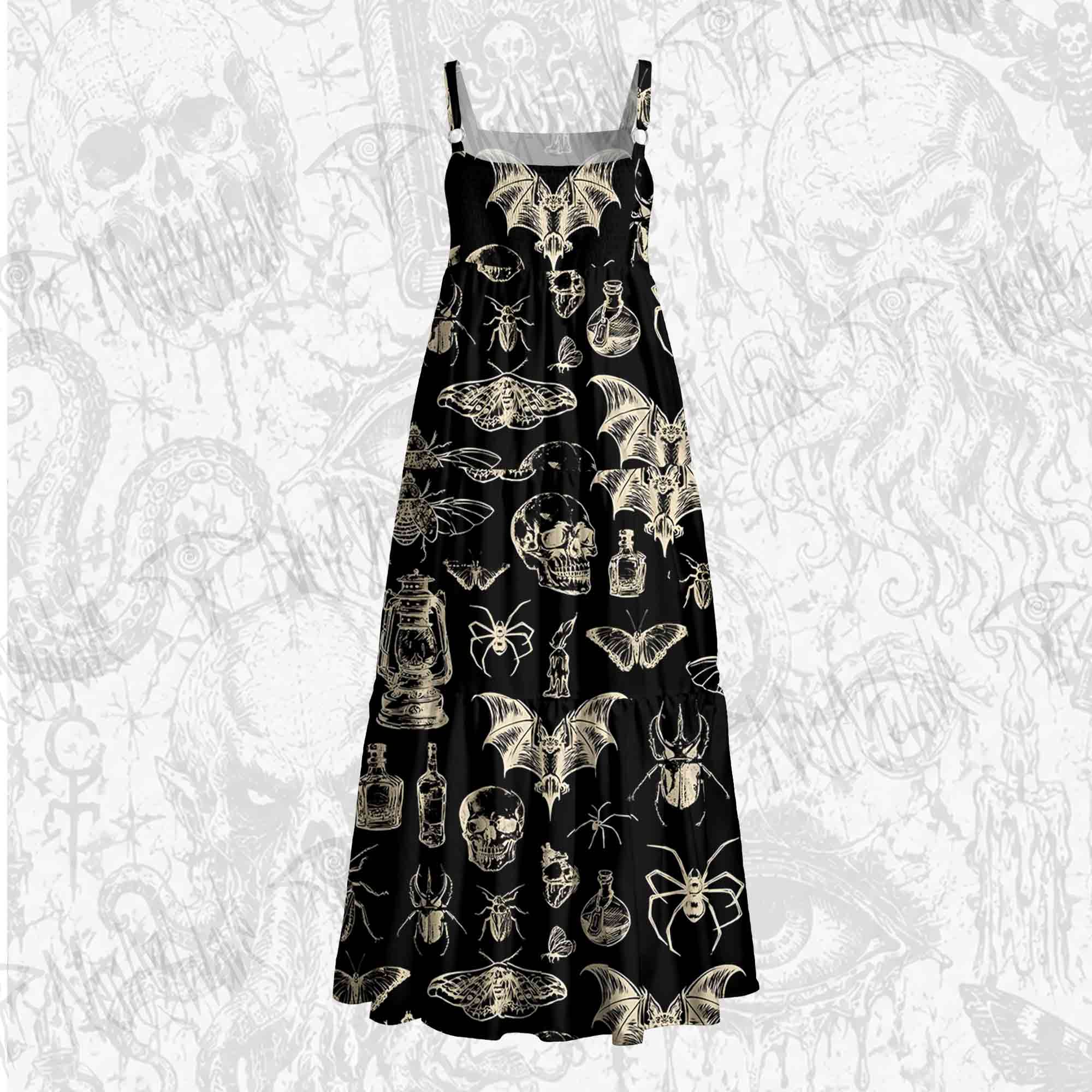 Beetles and Vintage Lanterns Wide Straps Maxi Dress