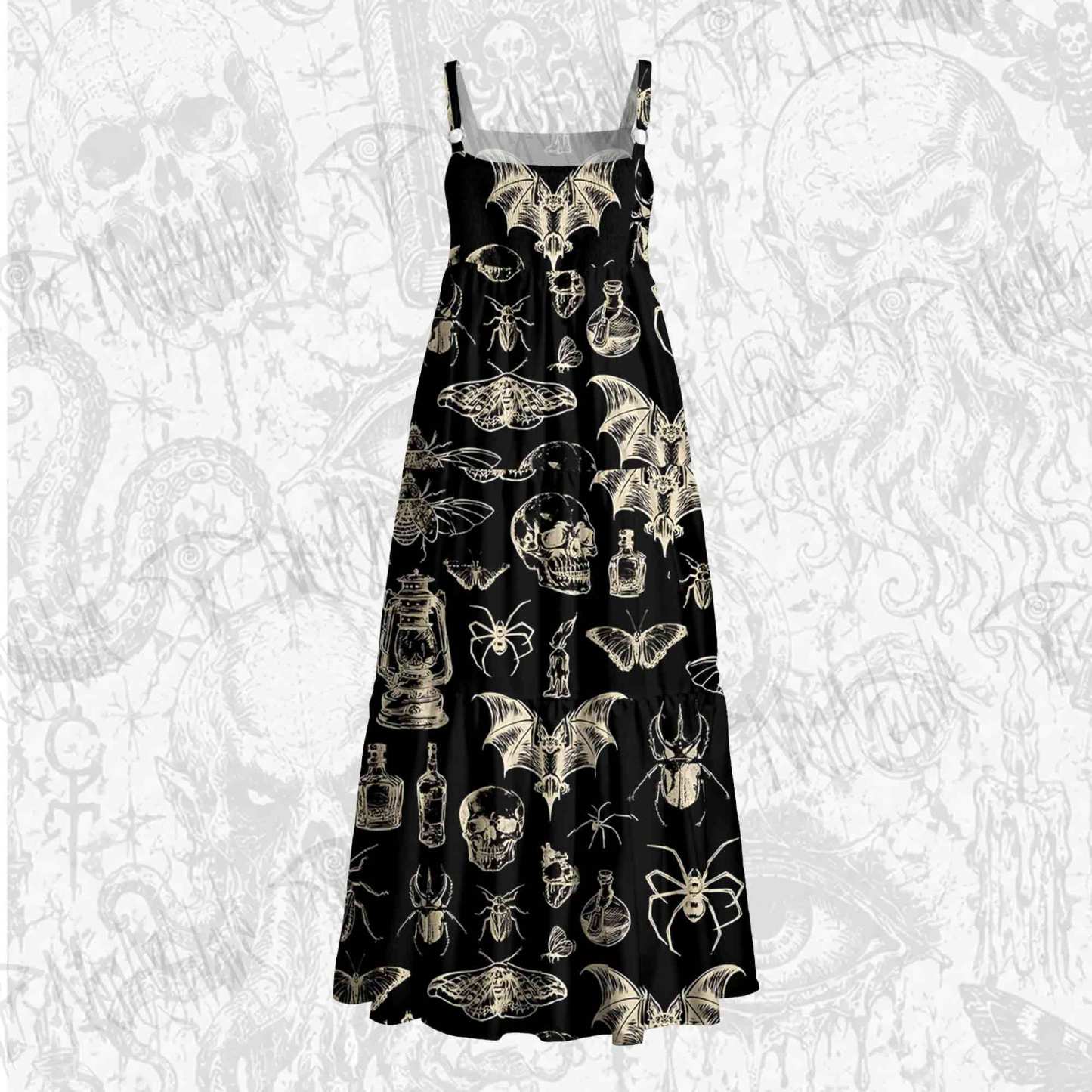 Beetles and Vintage Lanterns Wide Straps Maxi Dress