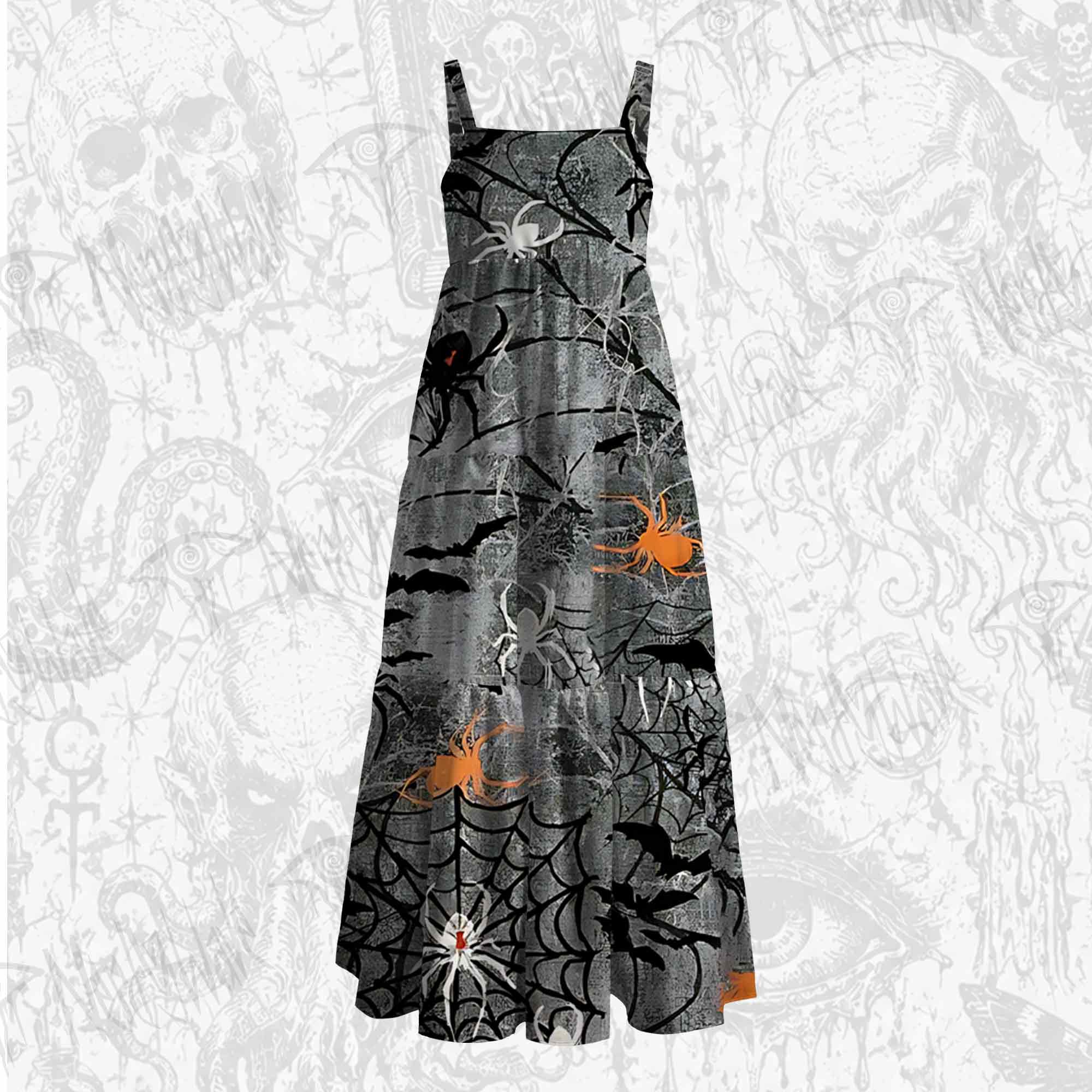 Black Spider Wide Straps Maxi Dress