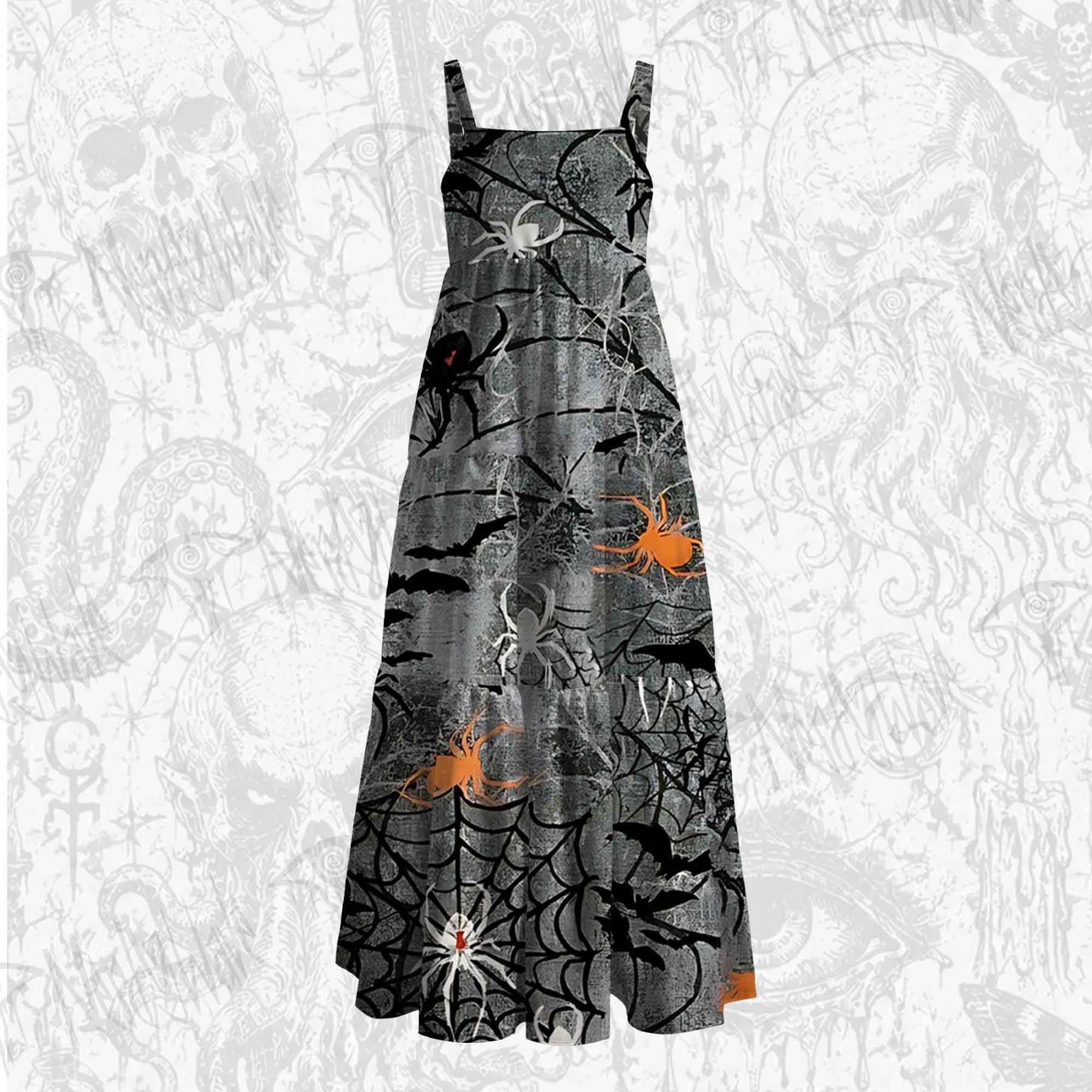 Black Spider Wide Straps Maxi Dress