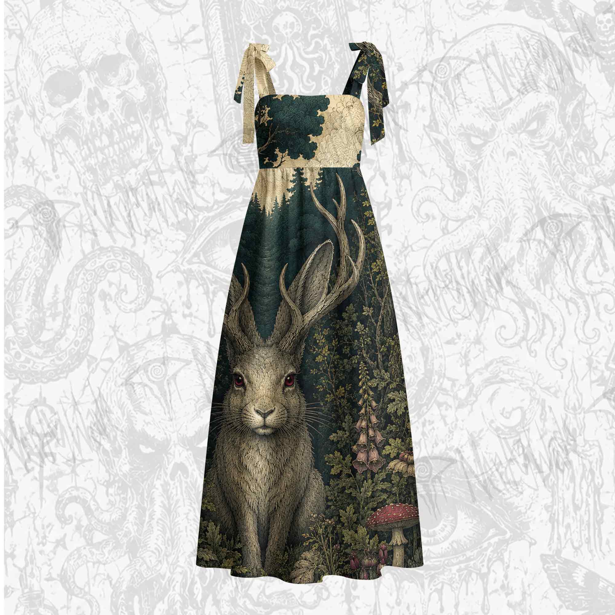 Jackalope in the JungleTie Shoulder Maxi Dress