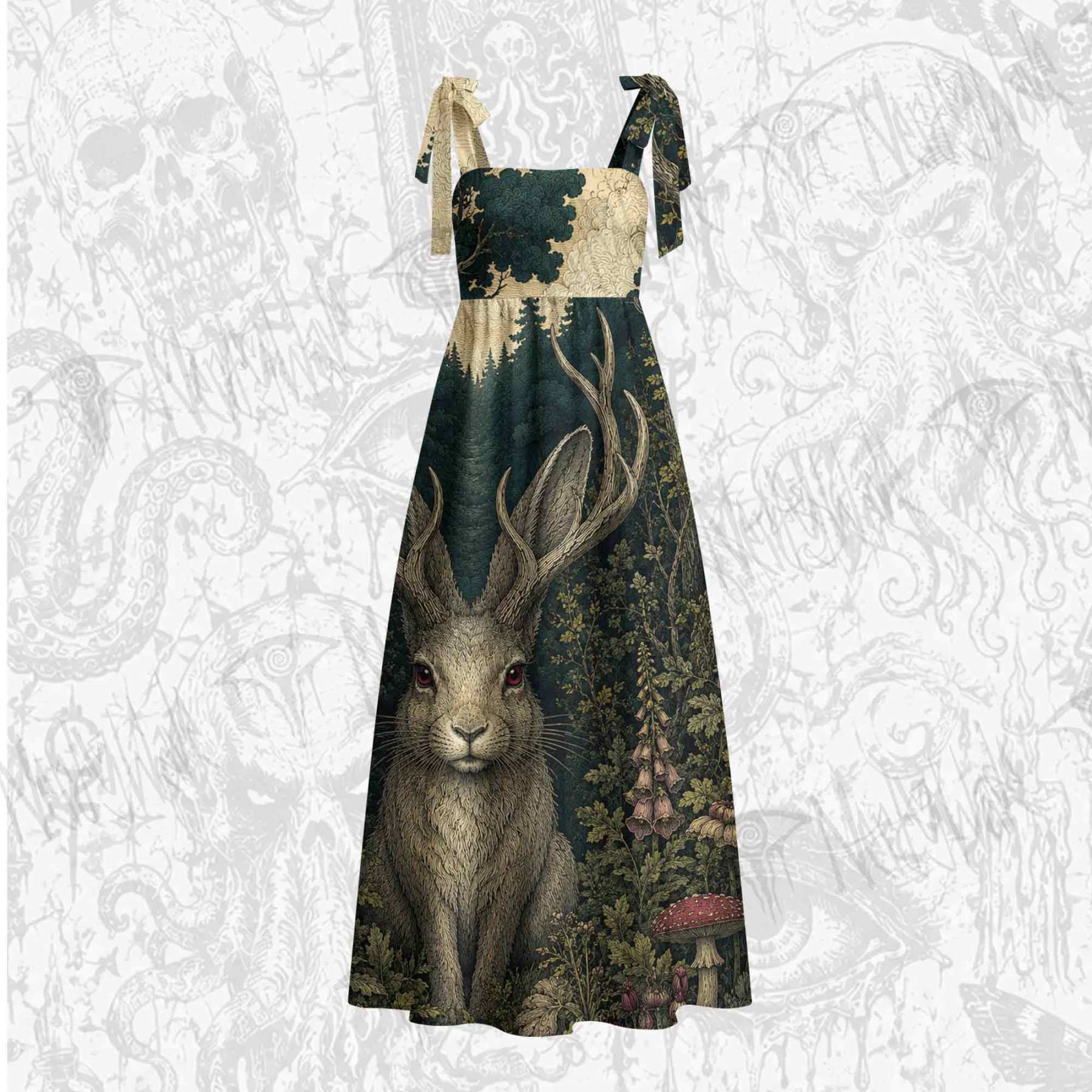 Jackalope in the JungleTie Shoulder Maxi Dress