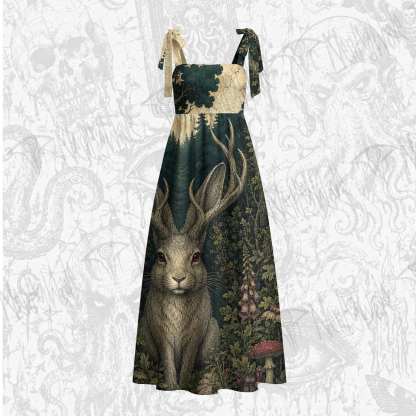 Jackalope in the JungleTie Shoulder Maxi Dress
