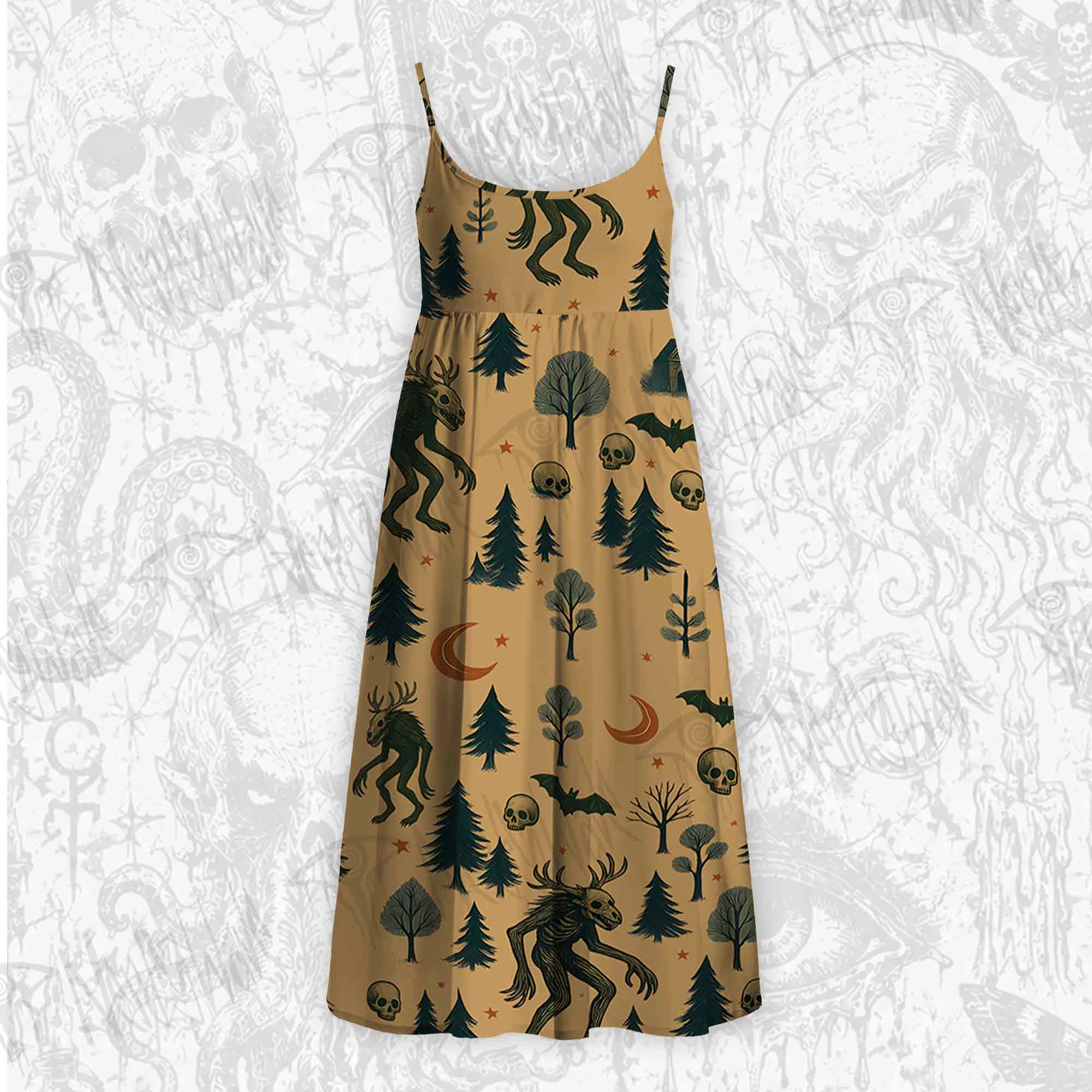 Wendigo in the Forest Strap Midi Sundress