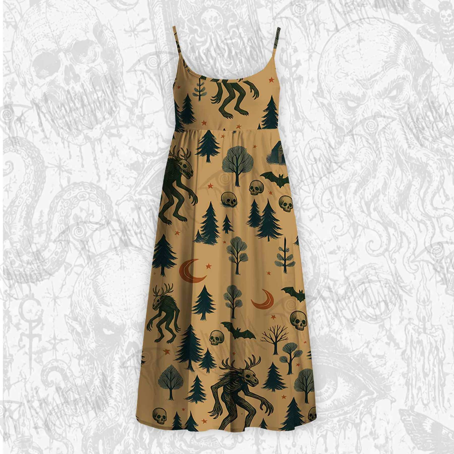 Wendigo in the Forest Strap Midi Sundress