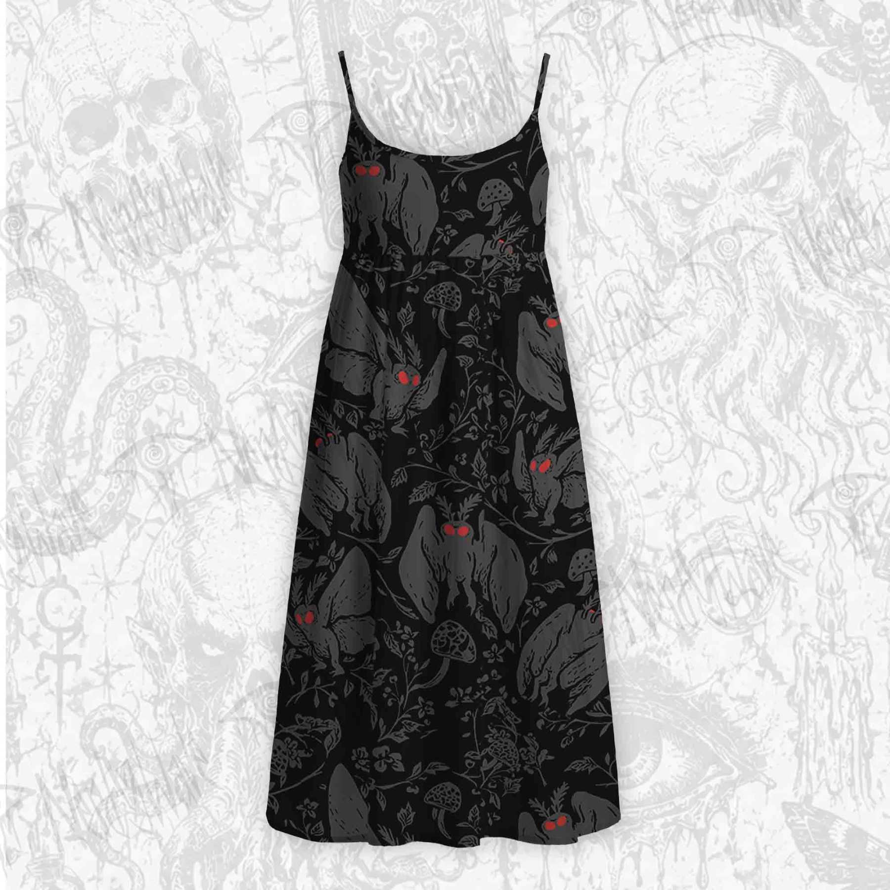Mothman in the Jungle Strap Midi Sundress