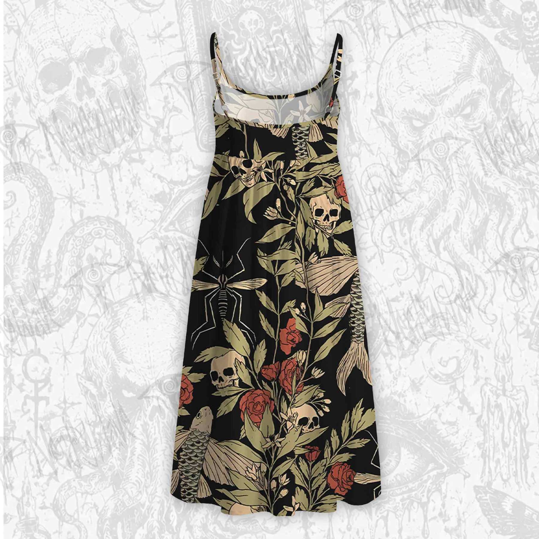 Skull and Flying Fish Strap Midi Sundress