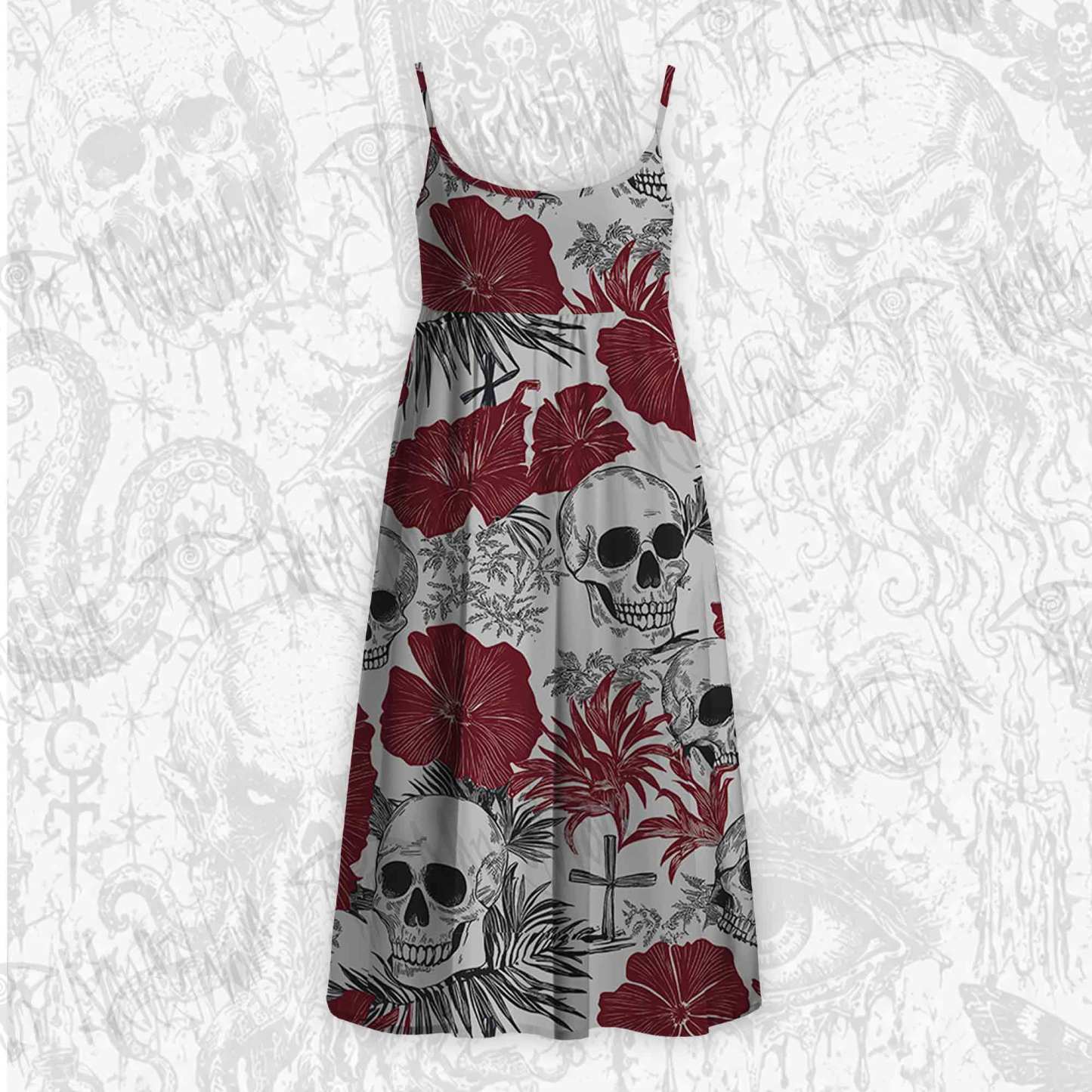 Poppy and Skull Strap Midi Sundress