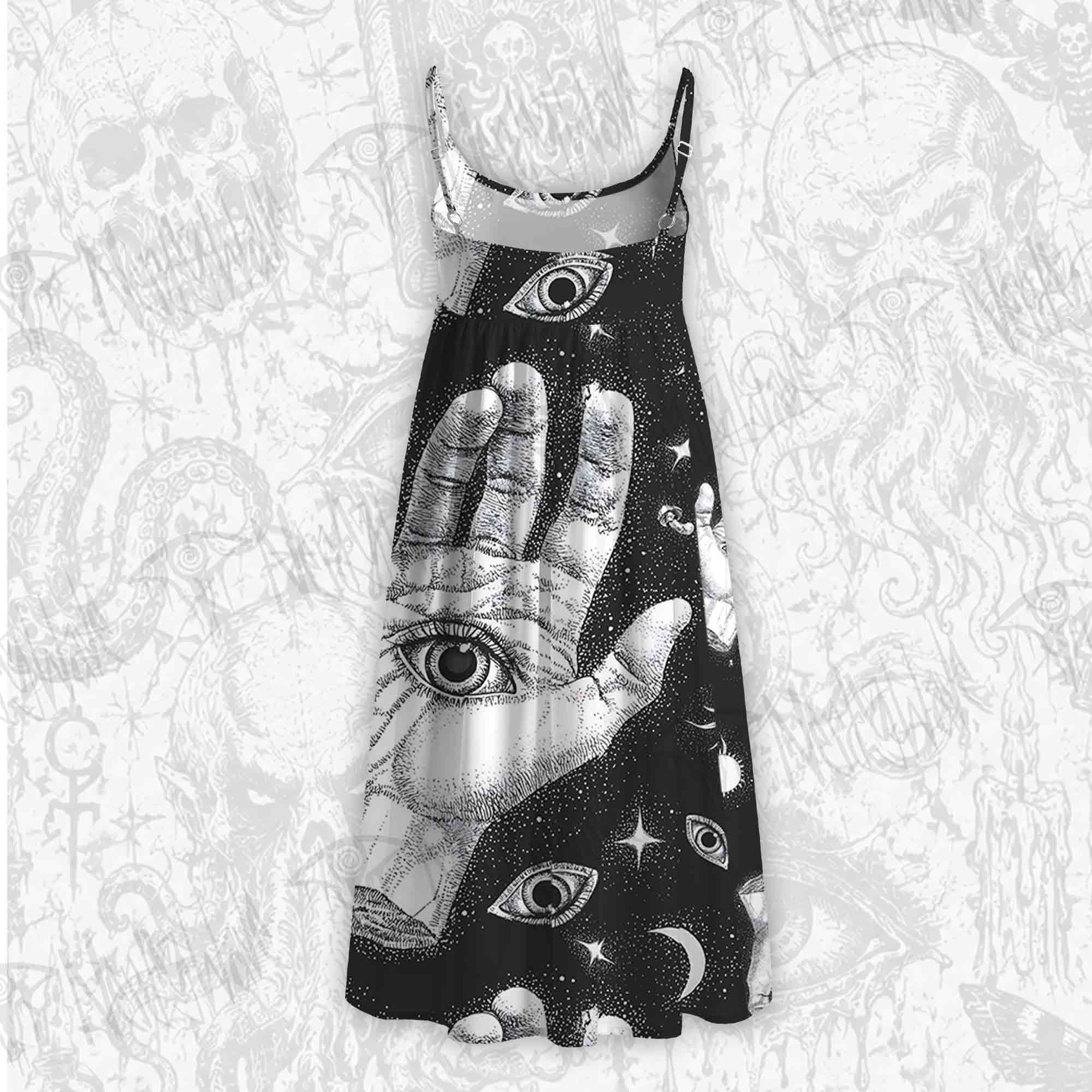 Mysterious Outer Space Strap Midi Sundress