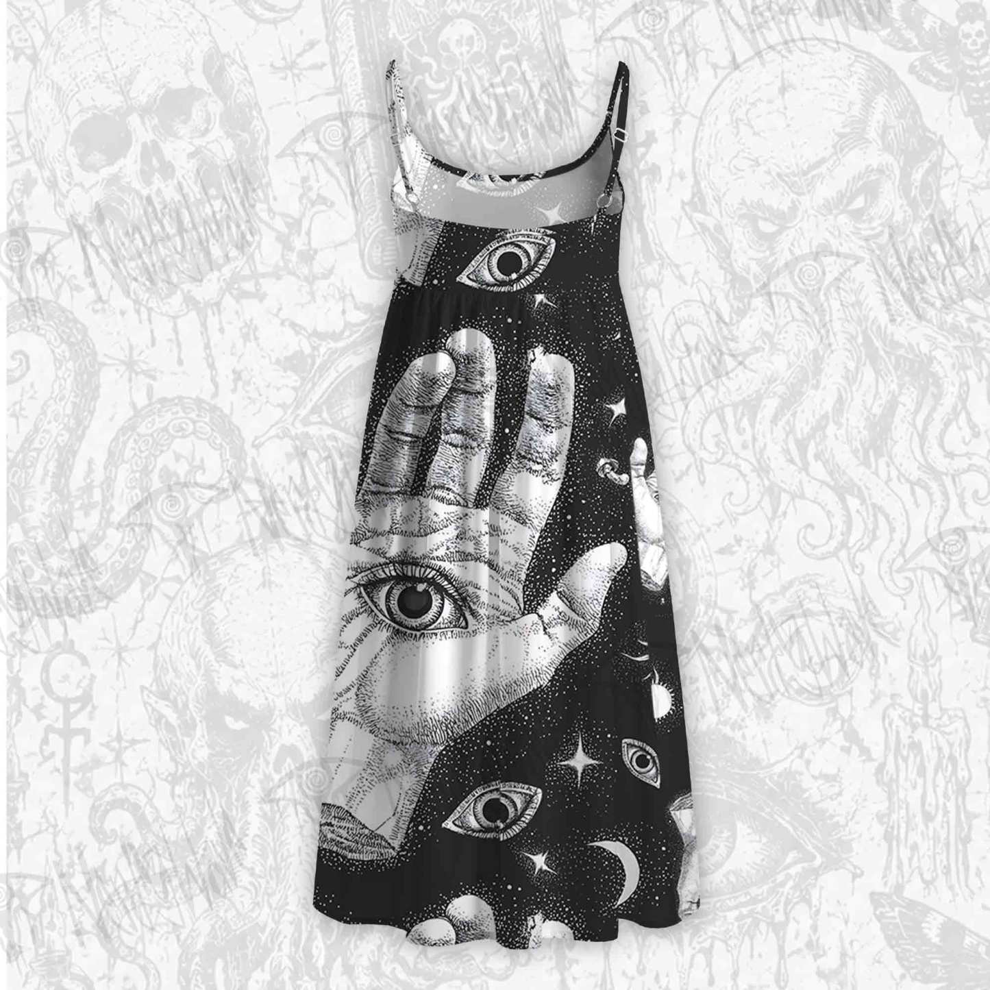 Mysterious Outer Space Strap Midi Sundress