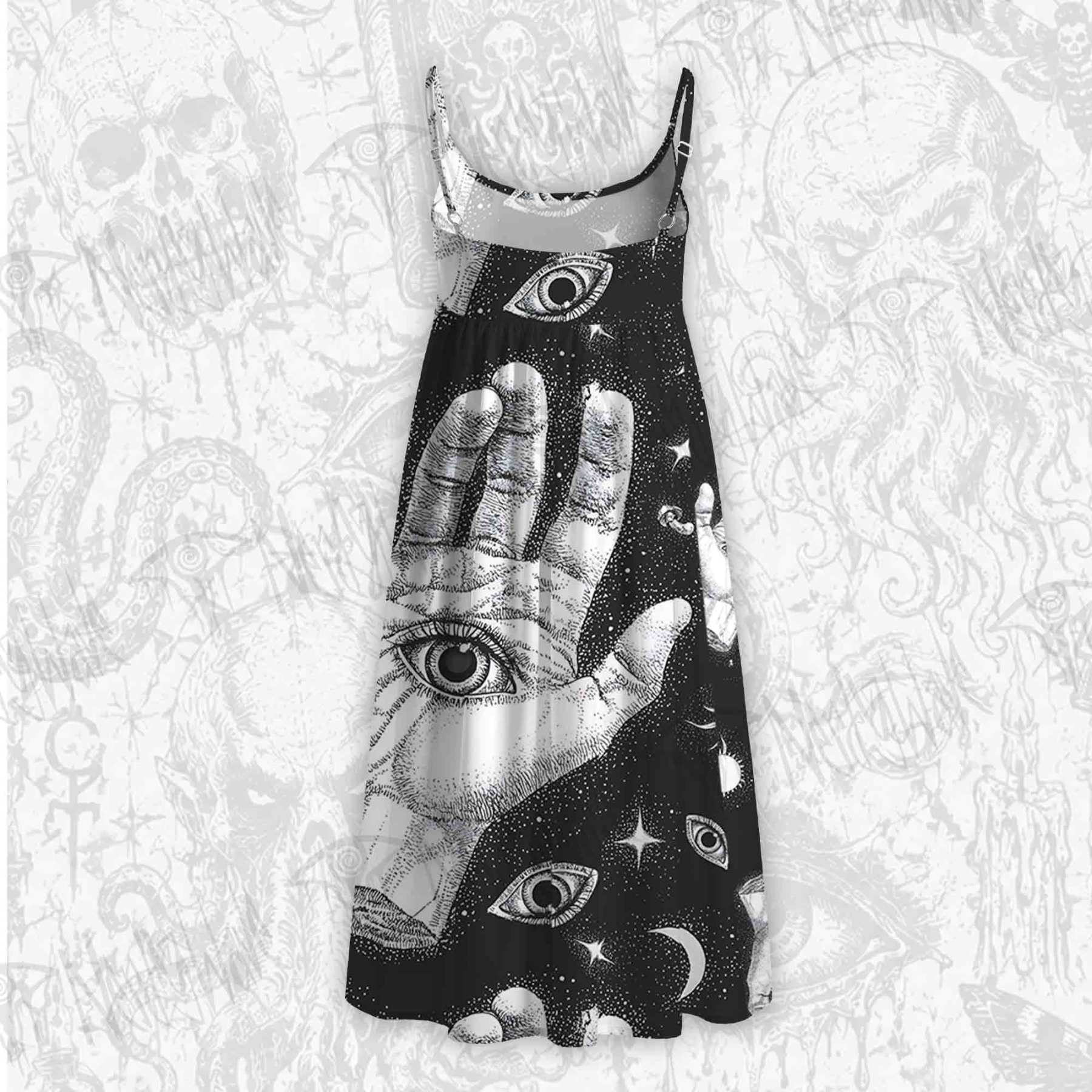 Mysterious Outer Space Strap Midi Sundress