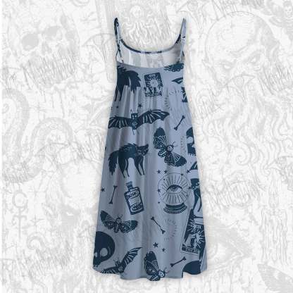 Mysterious Cats and Bats Strap Midi Sundress