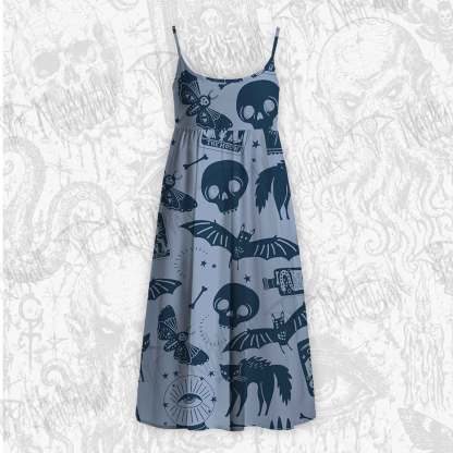 Mysterious Cats and Bats Strap Midi Sundress