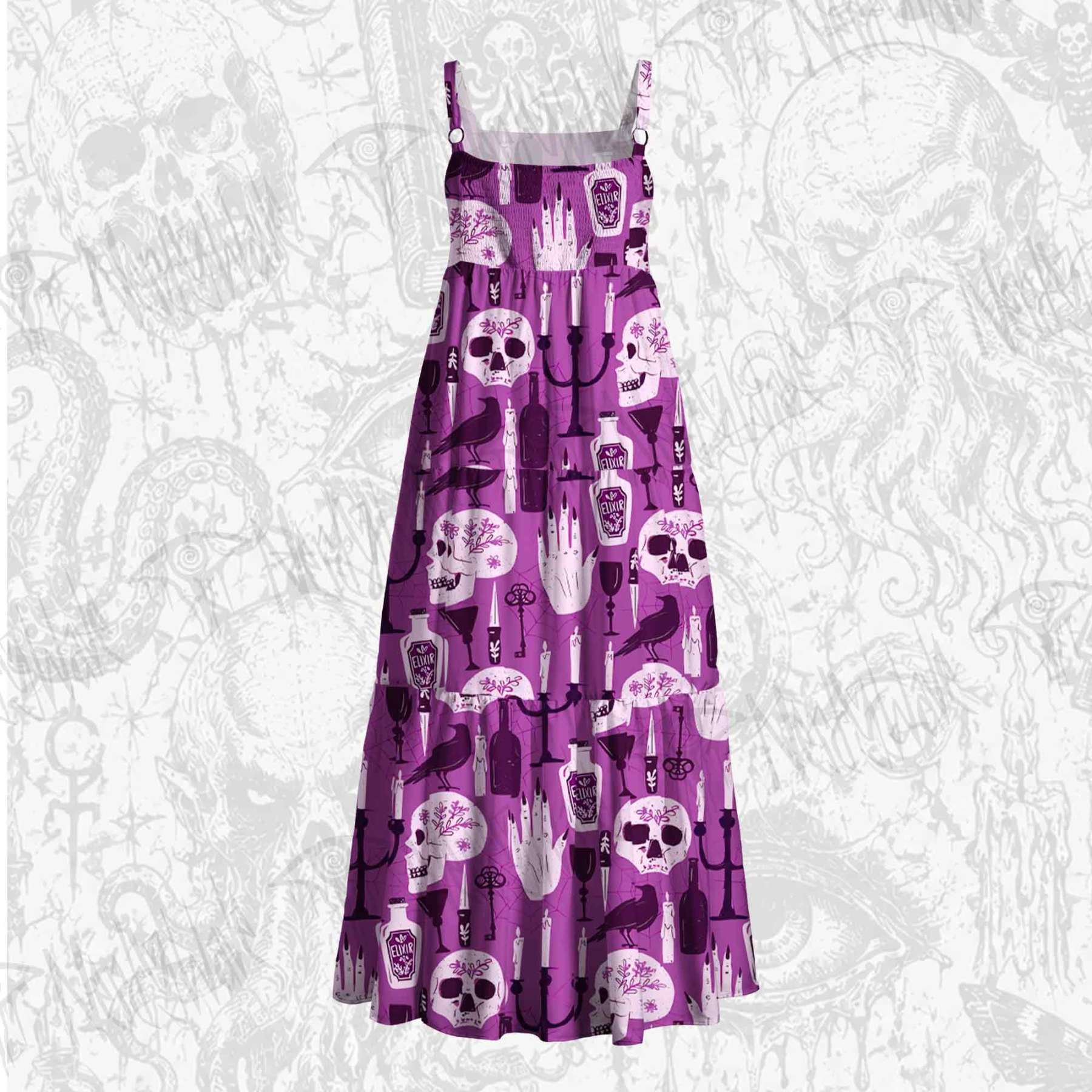 Gothic Halloween Wide Straps Maxi Dress