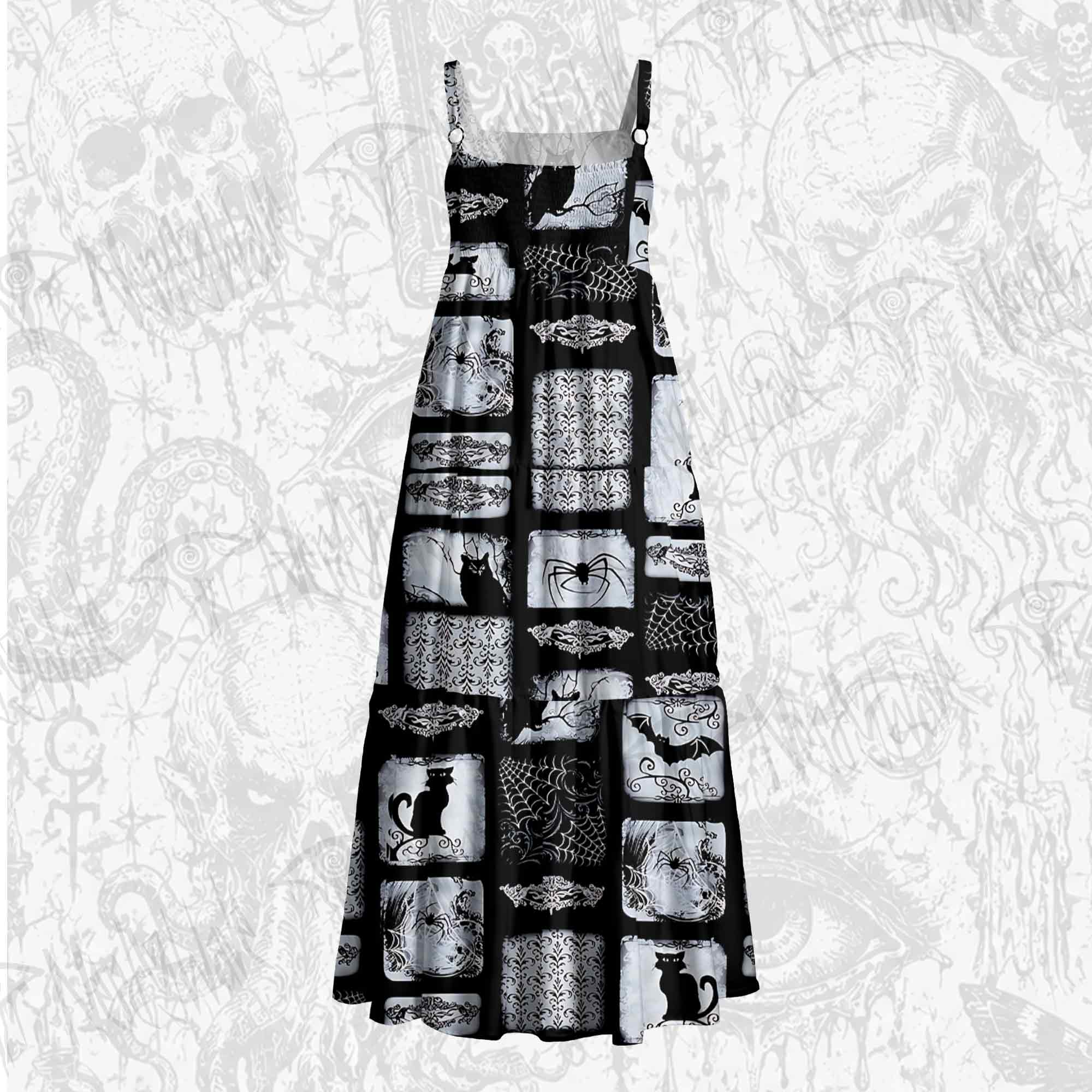 Wicked Cats Wide Straps Maxi Dress