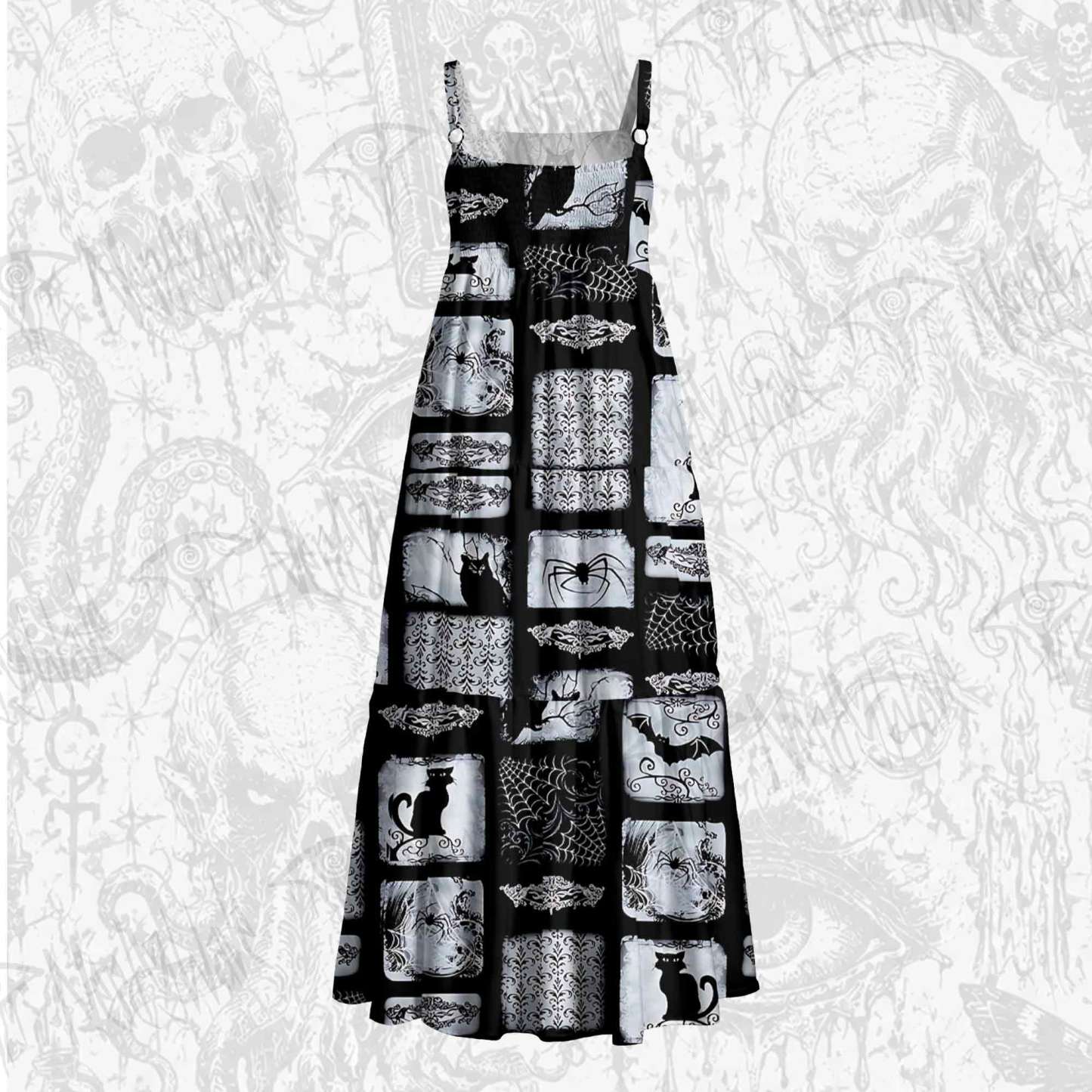 Wicked Cats Wide Straps Maxi Dress