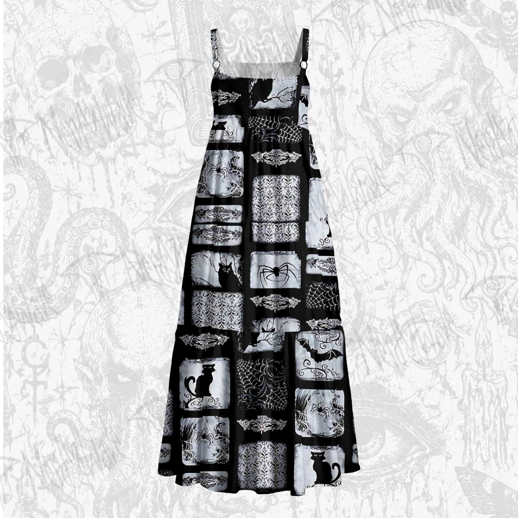 Wicked Cats Wide Straps Maxi Dress