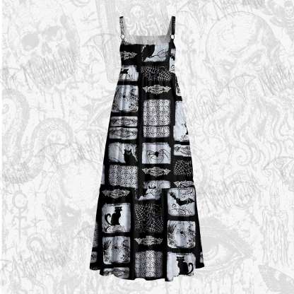 Wicked Cats Wide Straps Maxi Dress